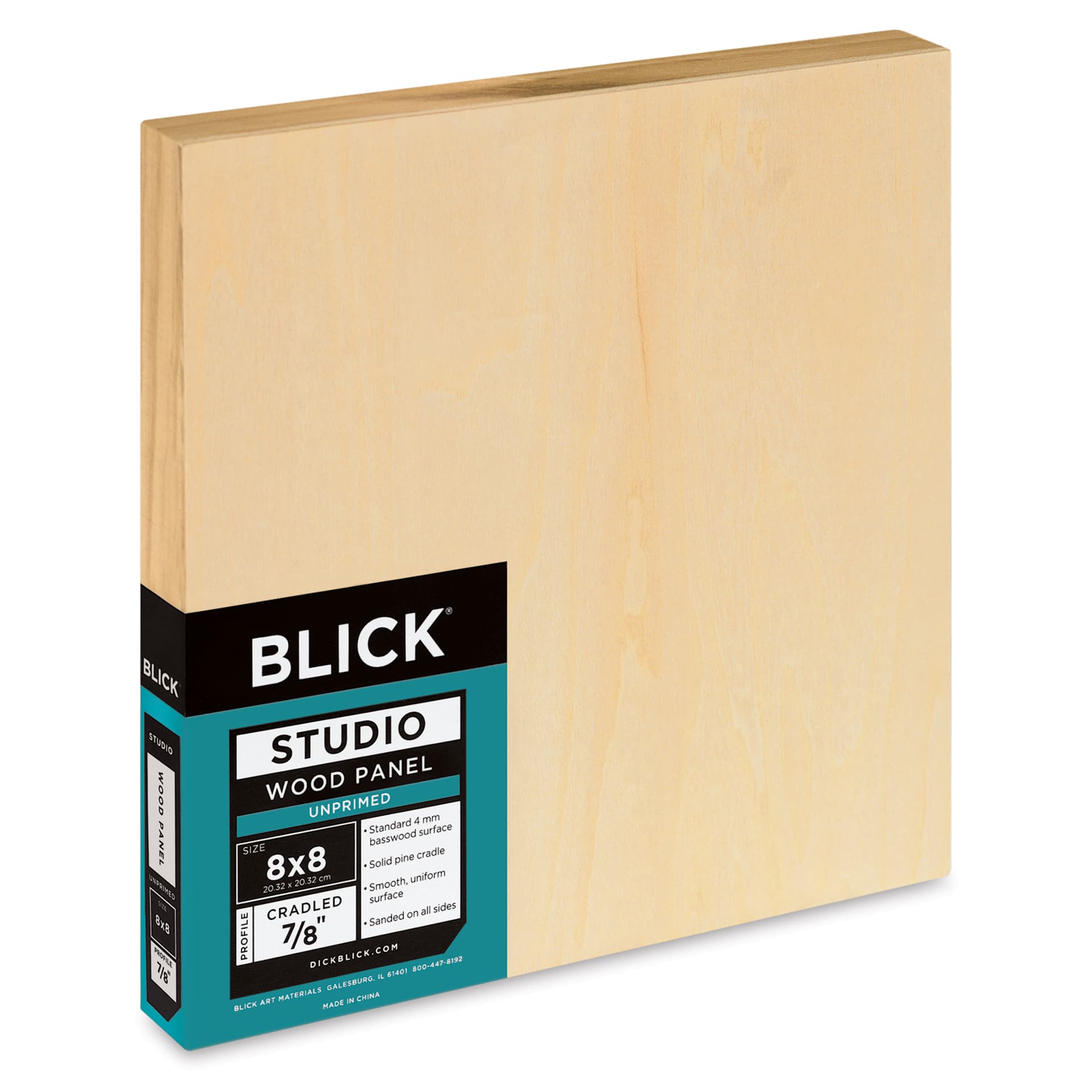 Blick Studio Artists' Wood Panel - Flat Cradle, 8" x 8", 7/8" Cradle