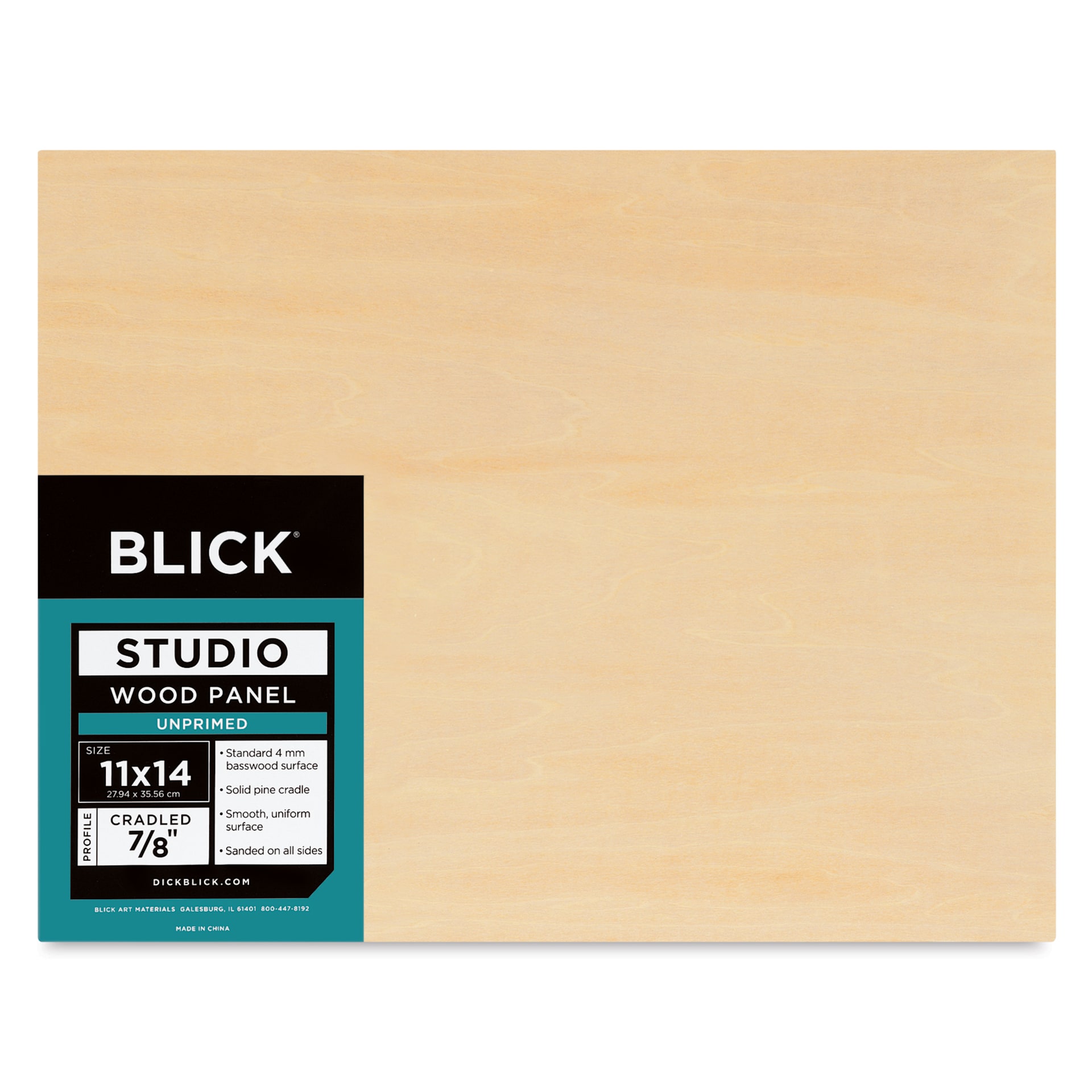 Blick Studio Artists' Wood Panel - Flat Cradle, 11" x 14", 7/8" Cradle, front