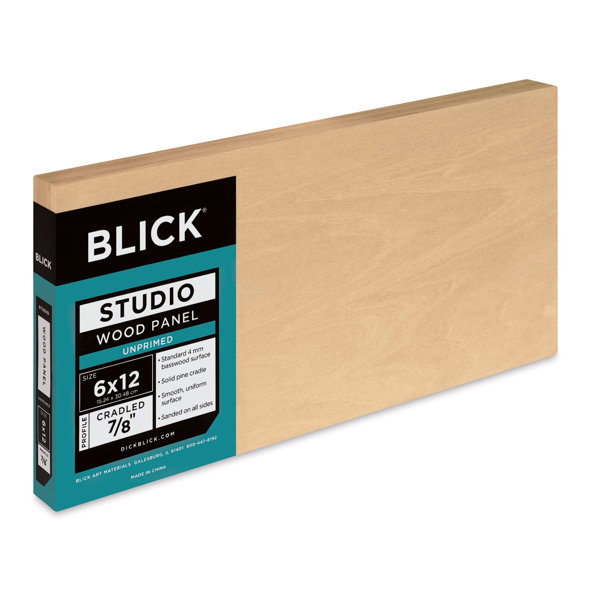 Blick Studio Artists' Wood Panel - Flat Cradle, 6" x 12", 7/8" Cradle