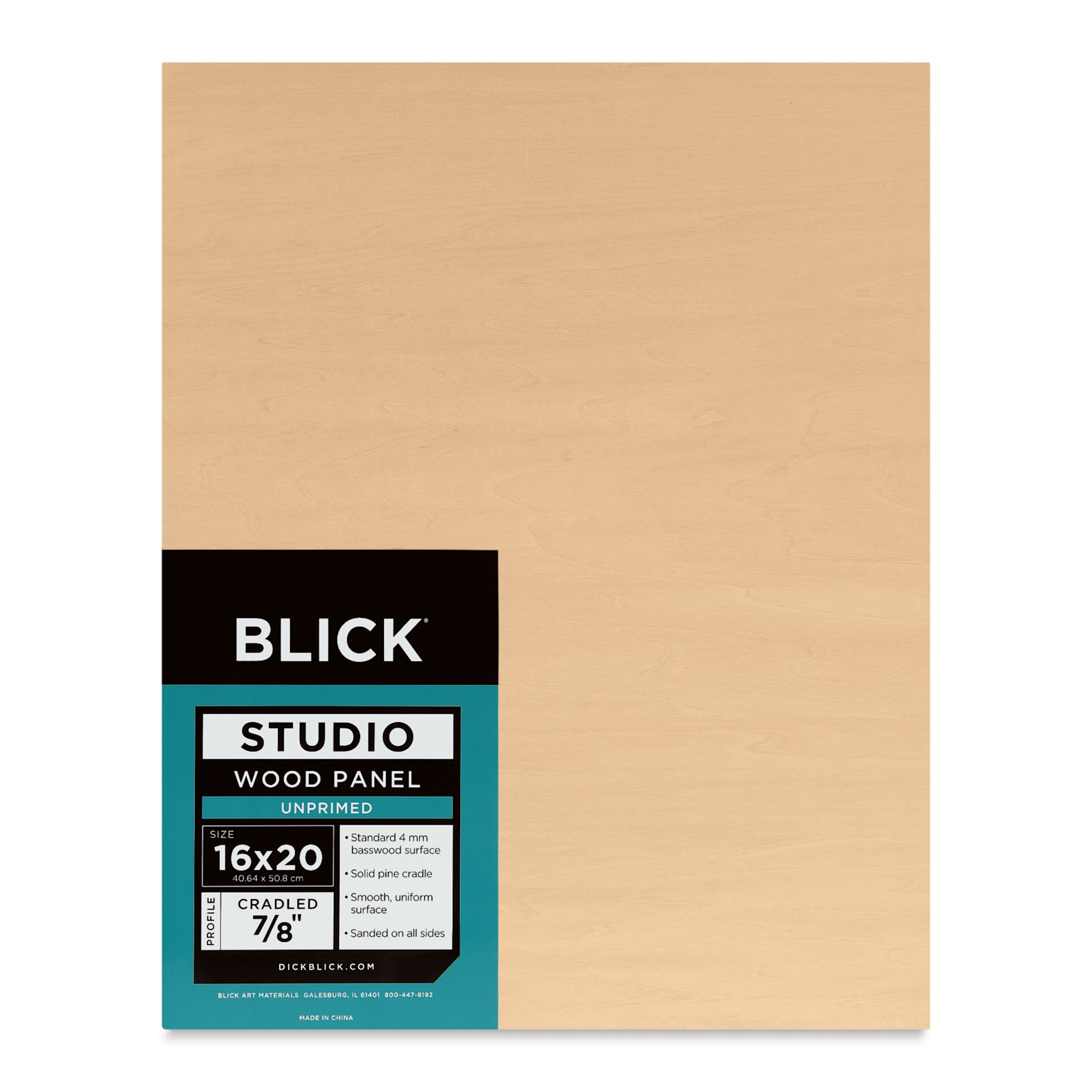 Blick Studio Artists' Wood Panel - Flat Cradle, 16" x 20", 7/8" cradle, front