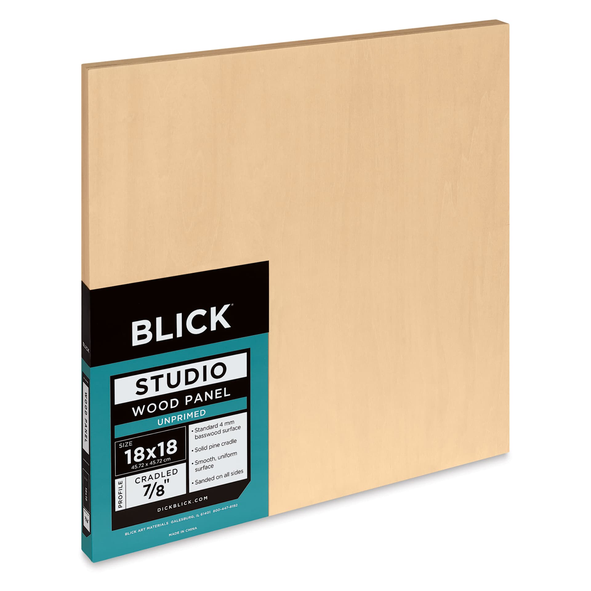 Blick Studio Artists' Wood Panel - Flat Cradle, 18" x 18", 7/8" Cradle