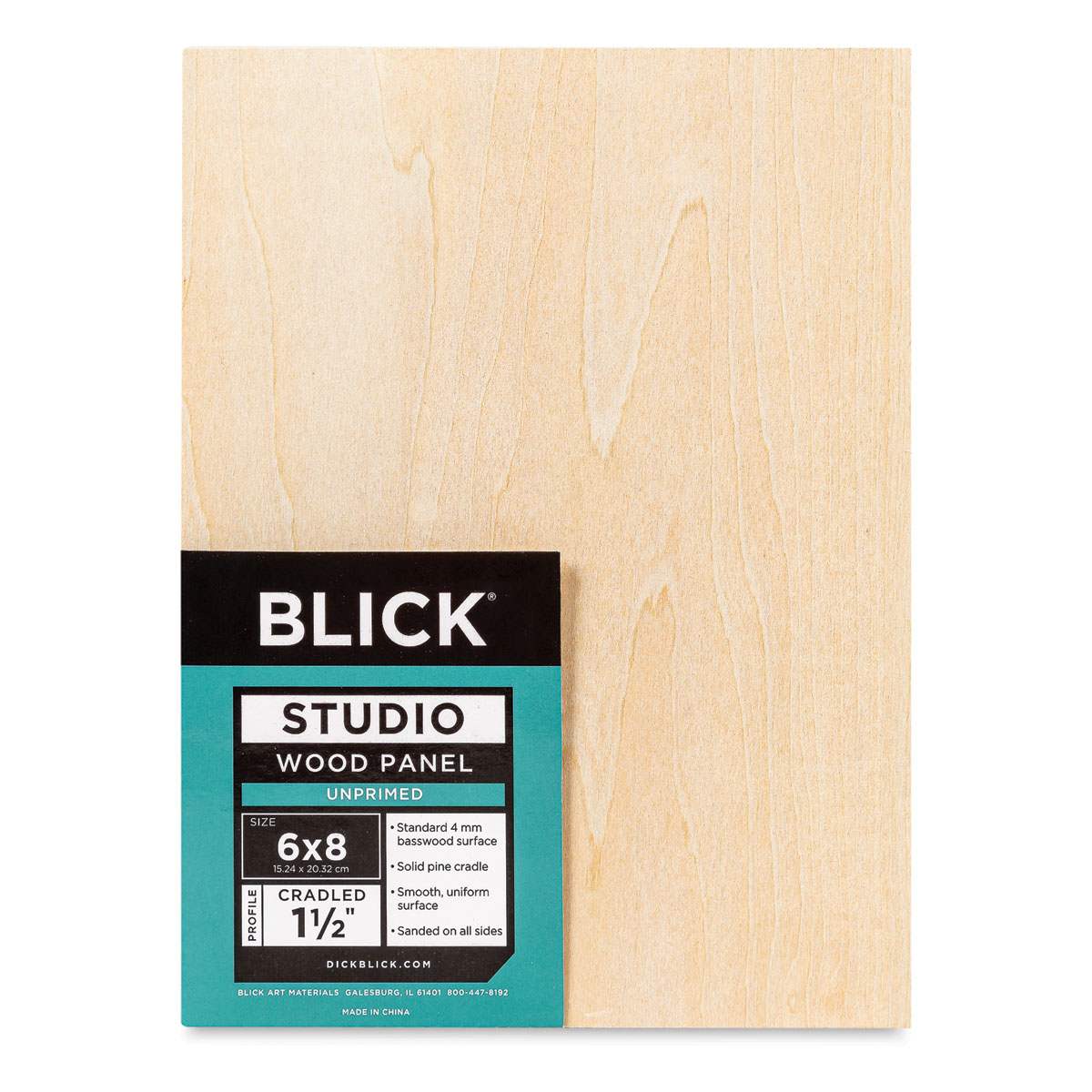 Blick Studio Artists' Wood Panel - Gallery Cradle, 6" x 8", 1-1/2" Cradle, front