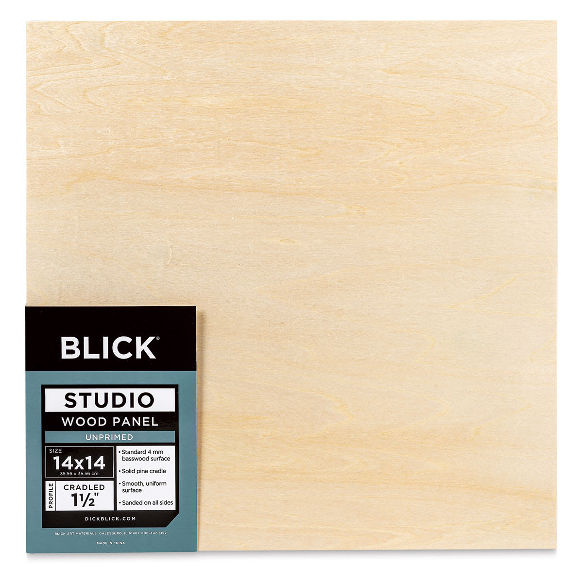 Blick Studio Artists' Wood Panels - Gallery Cradle, 14" x 14", 1-1/2" Cradle, front