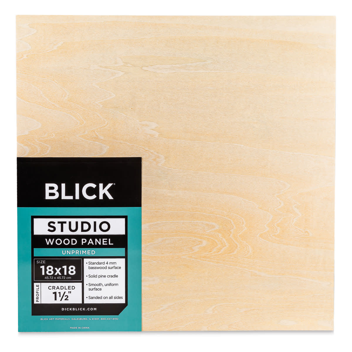 Blick Studio Artists' Wood Panels - Gallery Cradle, 18" x 18", 1-1/2" Cradle, front
