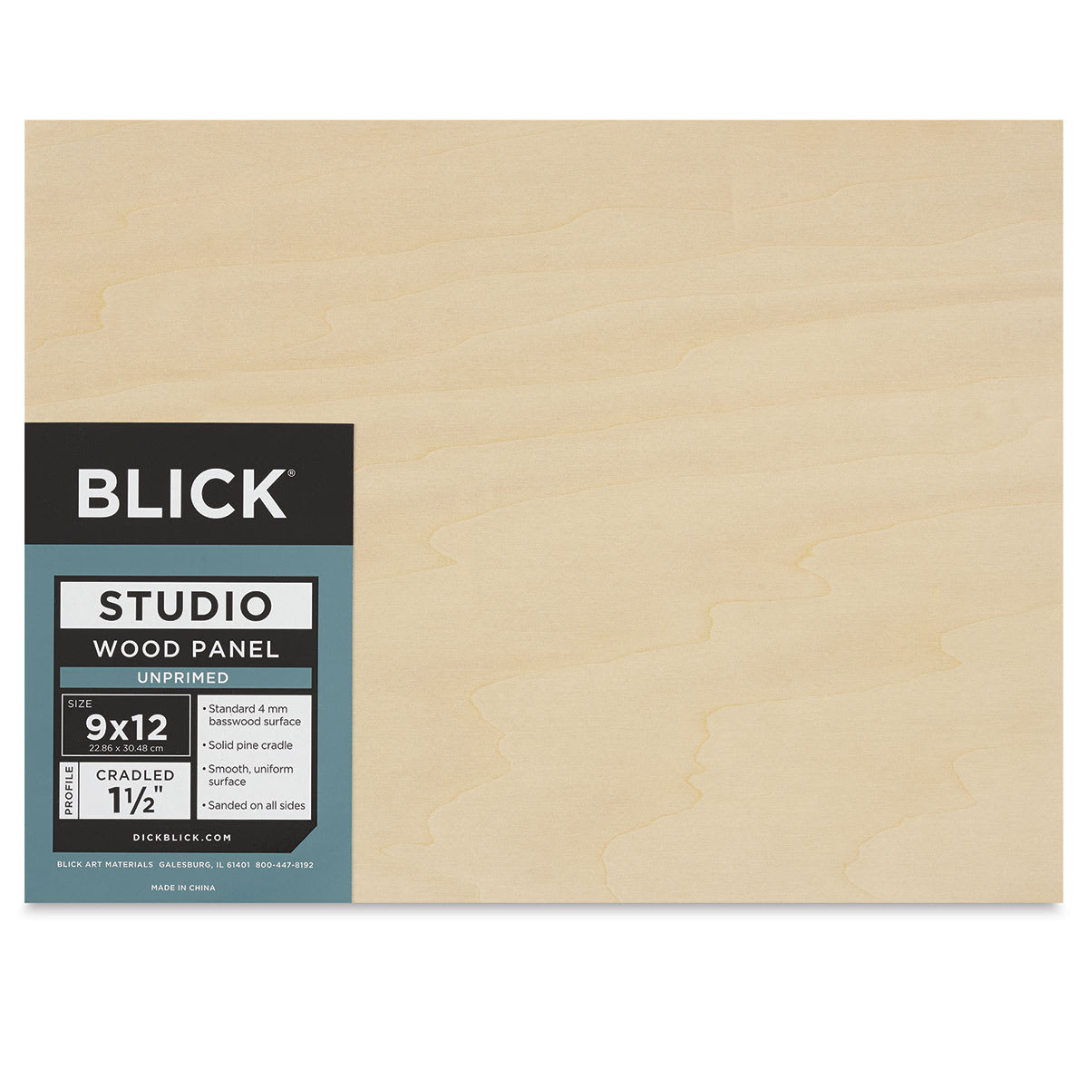 Blick Studio Artists' Wood Panel - Gallery Cradle, 9" x 12", 1-1/2" Cradle, front