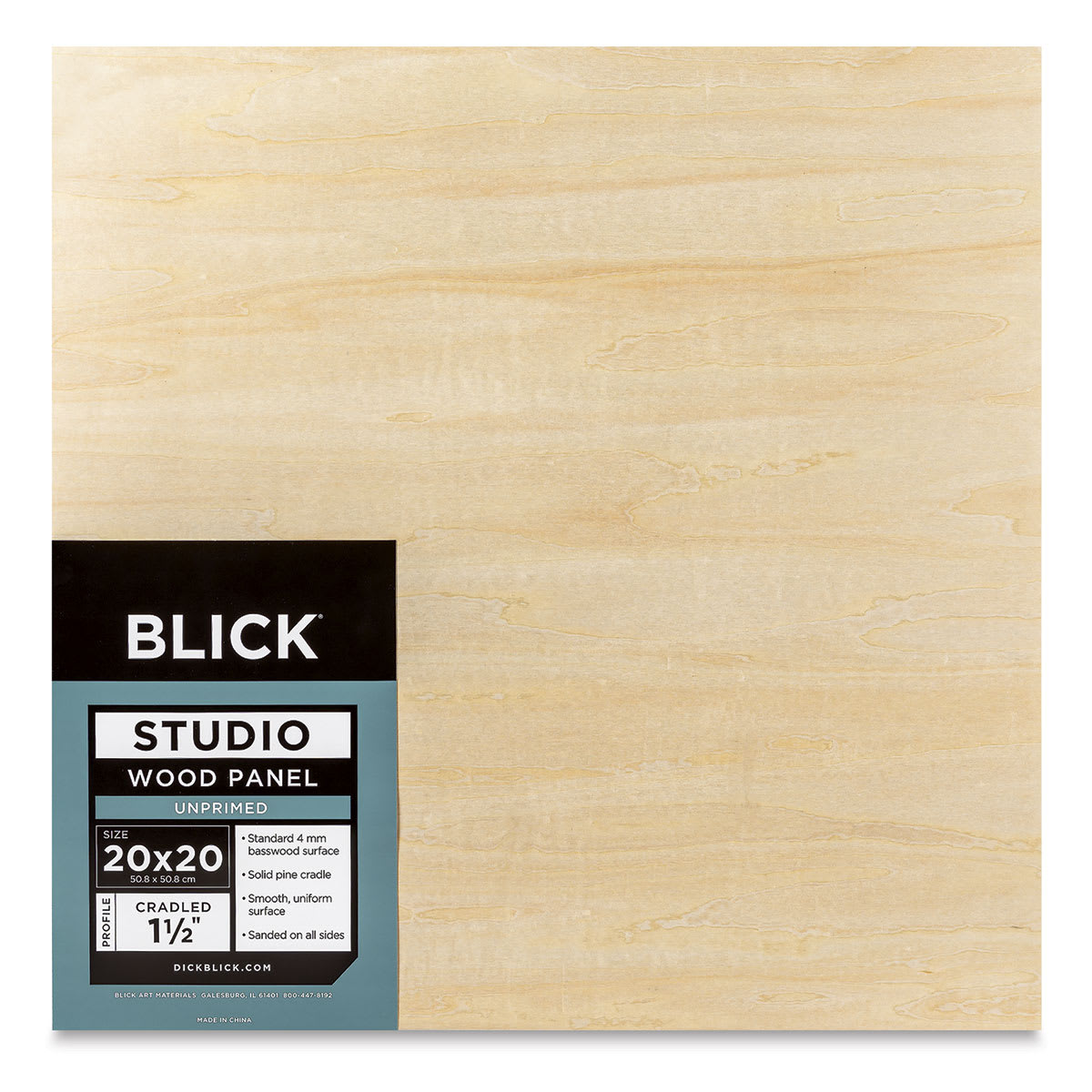 Blick Studio Artists' Wood Panels - Gallery Cradle, 20" x 20", 1-1/2" Cradle, front