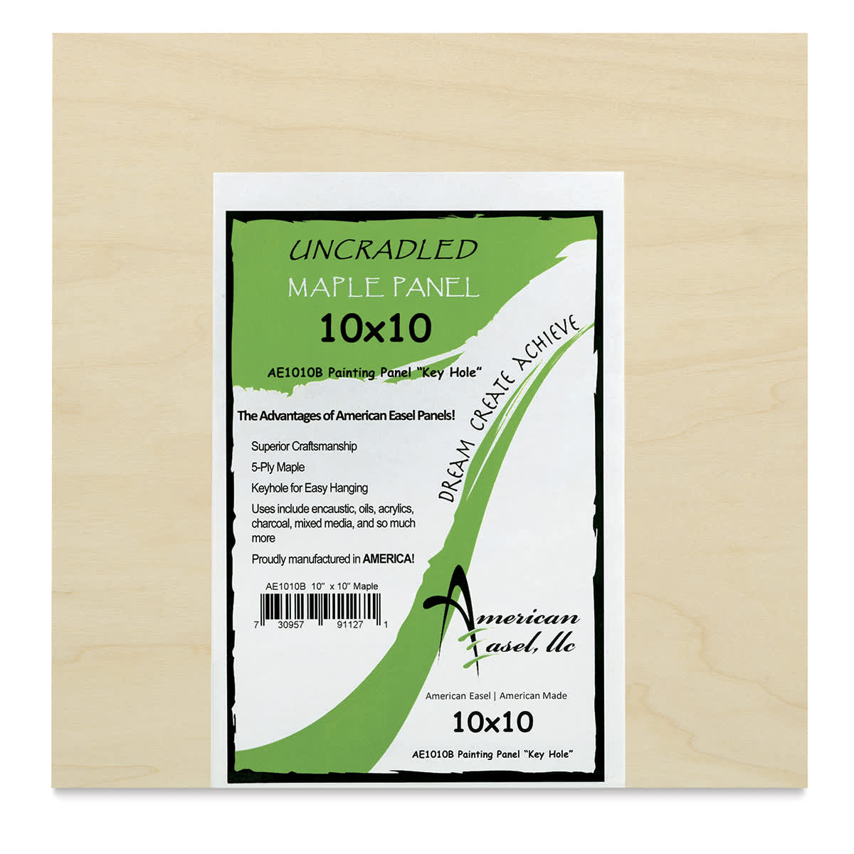 American Easel Maple Panels - Front of Square Panel showing label

