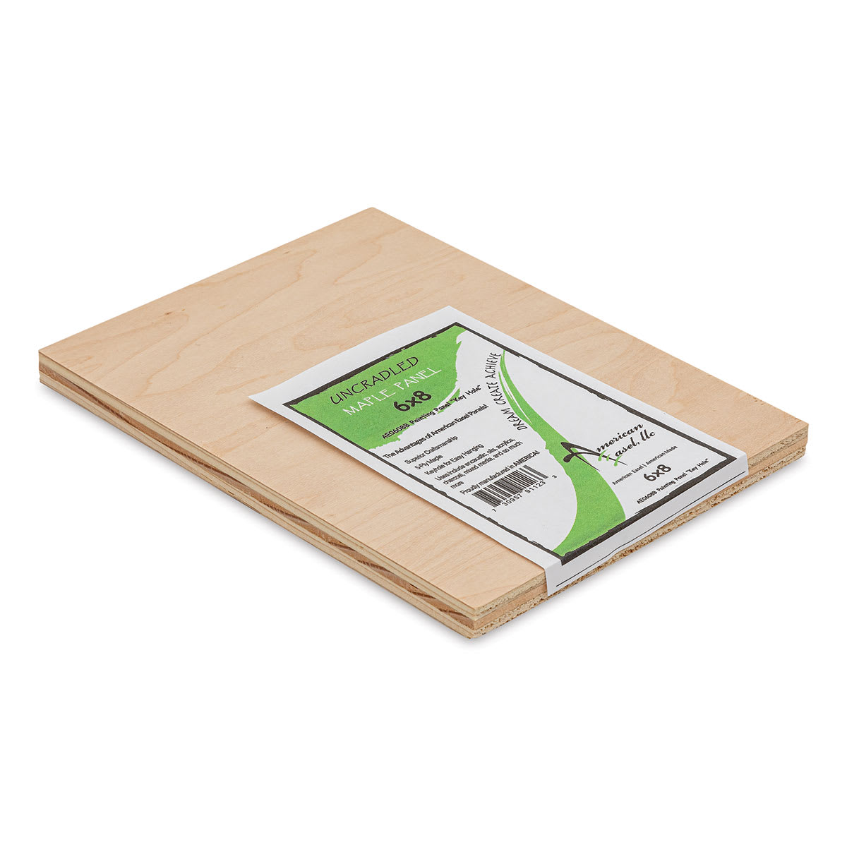 American Easel Maple Panel - 6" x 8", 1/2" Profile, Keyhole side view with label