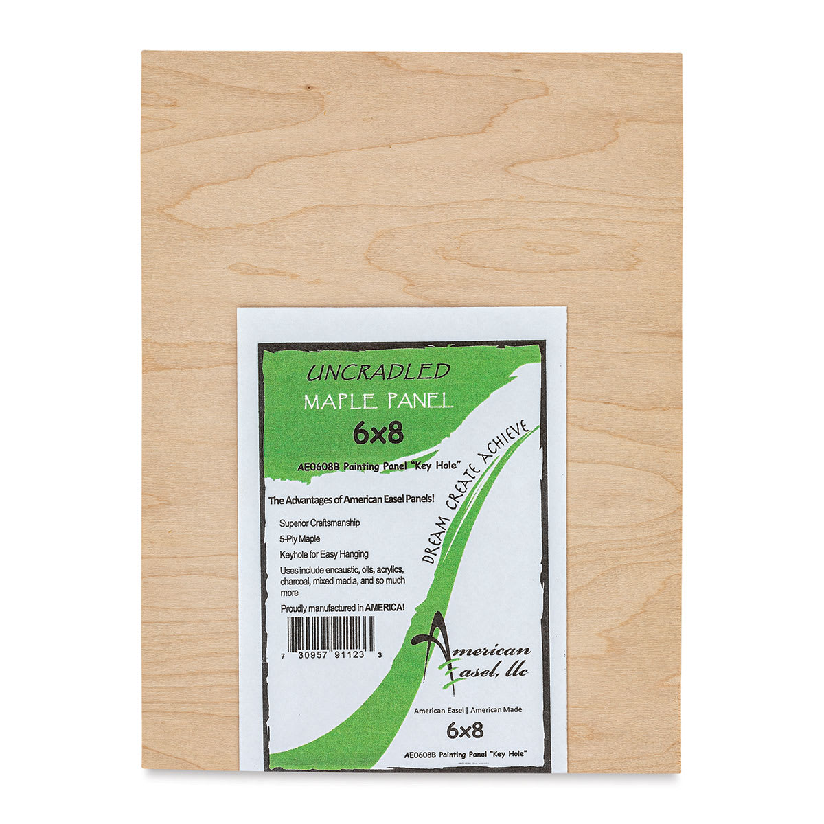 American Easel Maple Panel - 6" x 8", 1/2" Profile, Keyhole front with label