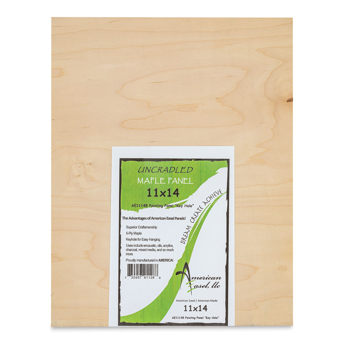 American Easel Maple Panel - 11" x 14", 1/2" Profile, Keyhole front with label