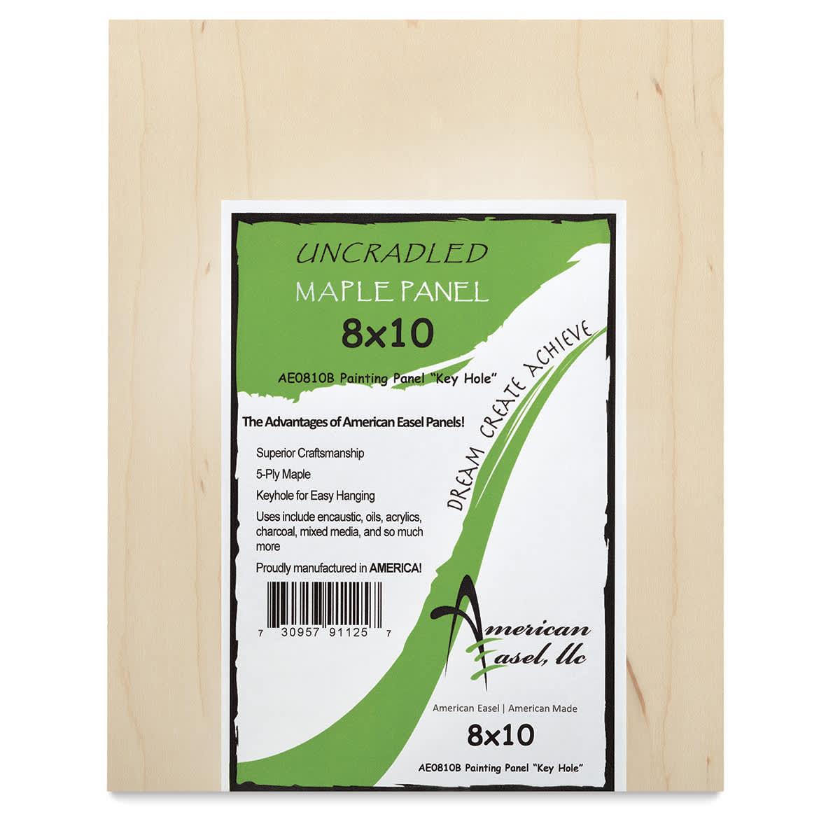 American Easel Maple Panels - Front of Panel showing label
