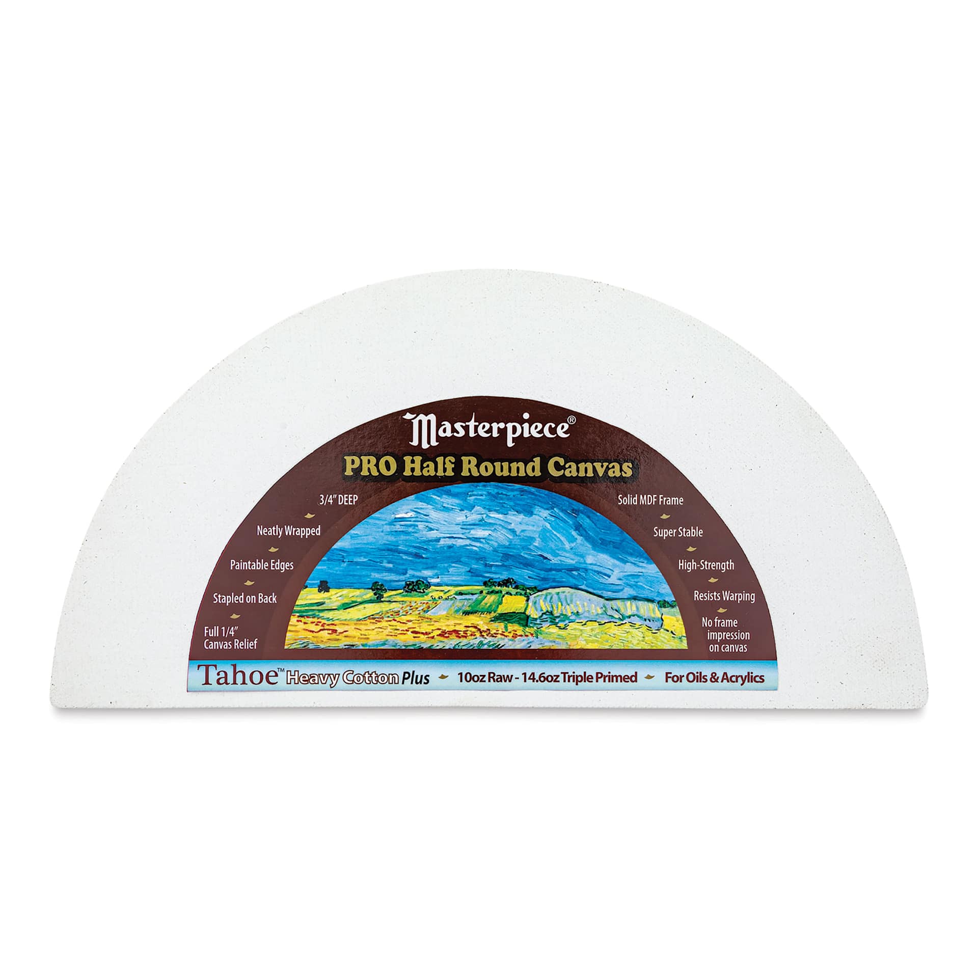 Masterpiece Tahoe Cotton Canvas Shapes - Front view of Half Round Canvas