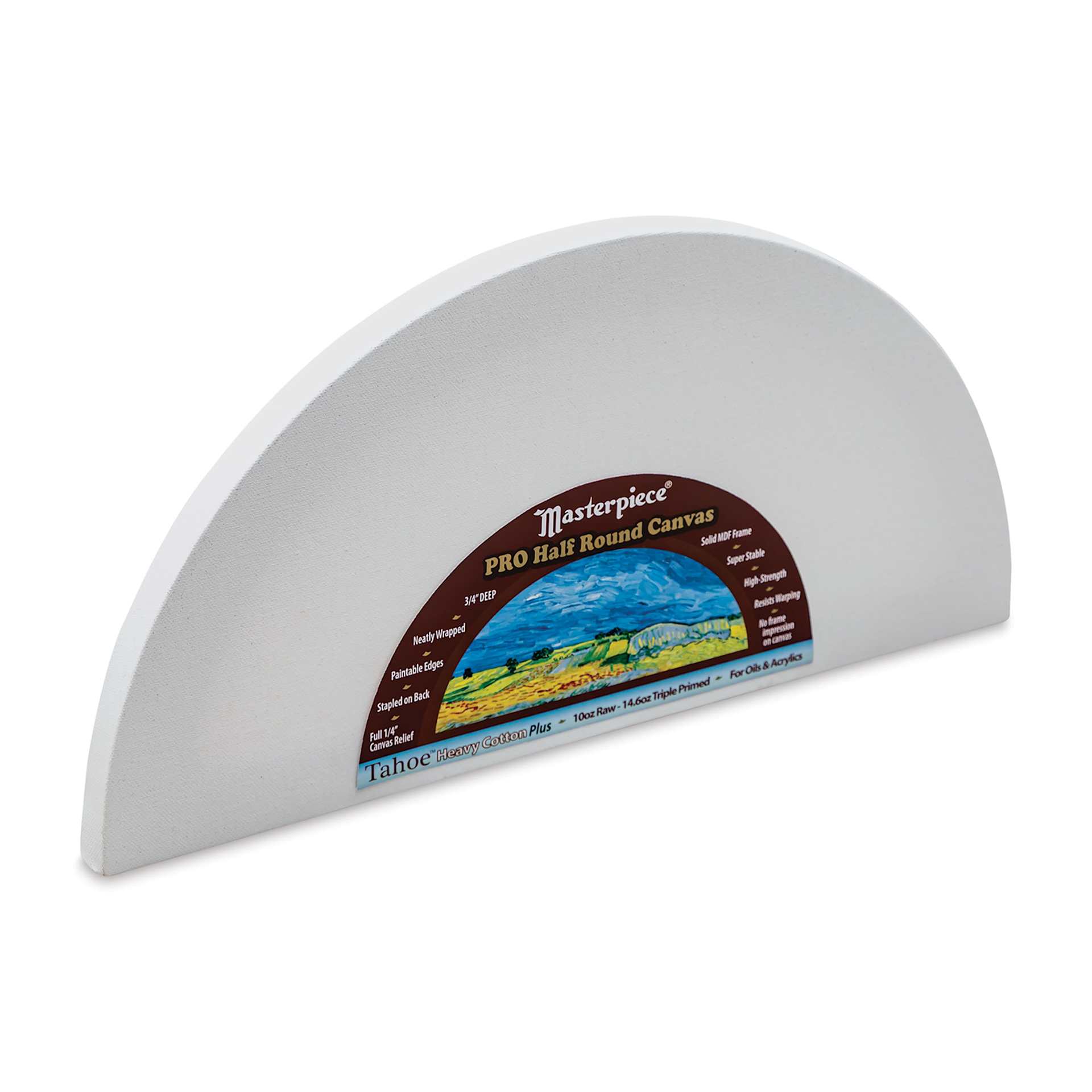 Masterpiece Tahoe Cotton Canvas Shape - Half Round, 8" x 16" angled front view Masterpiece Tahoe Cotton Canvas Shape - Half Round, 8" x 16" angled front view