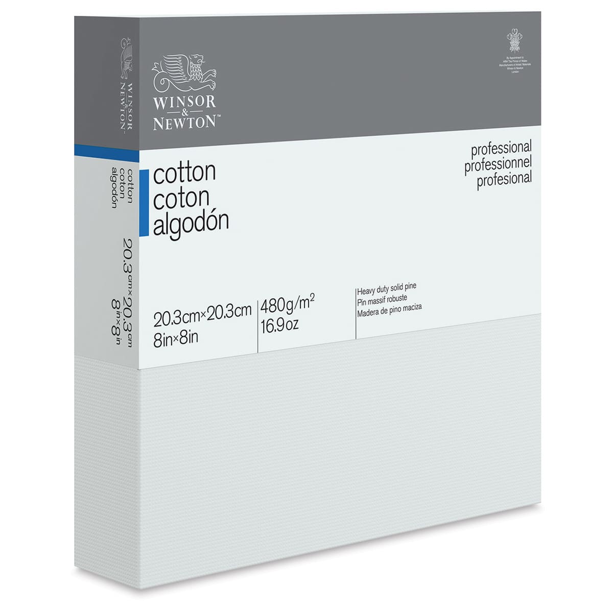Professional Cotton Canvas - Angled view of Deep Edge profile Canvas with label