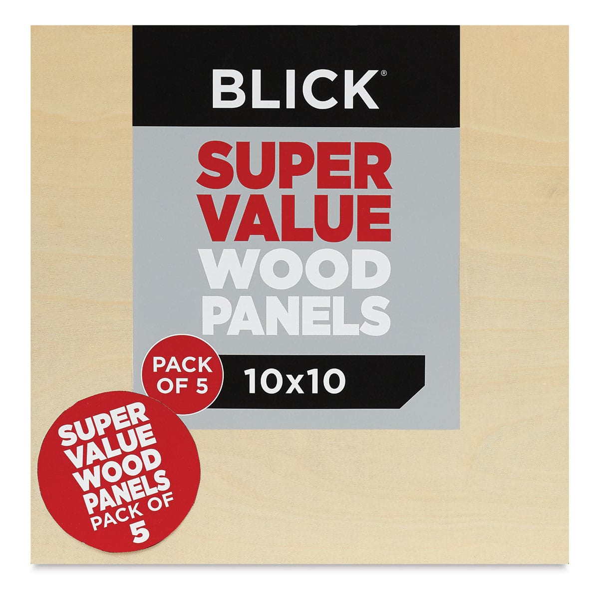 Blick Super Value Wood Panel Pack - 10'' x 10'', Pkg of 5