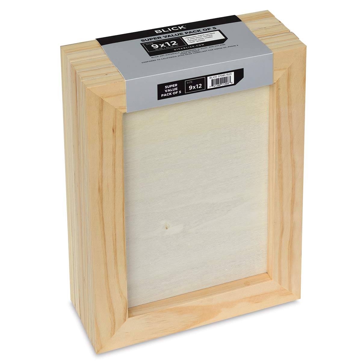 Blick Super Value Wood Panel Pack - 9'' x 12'', Pkg of 5 (Back view)