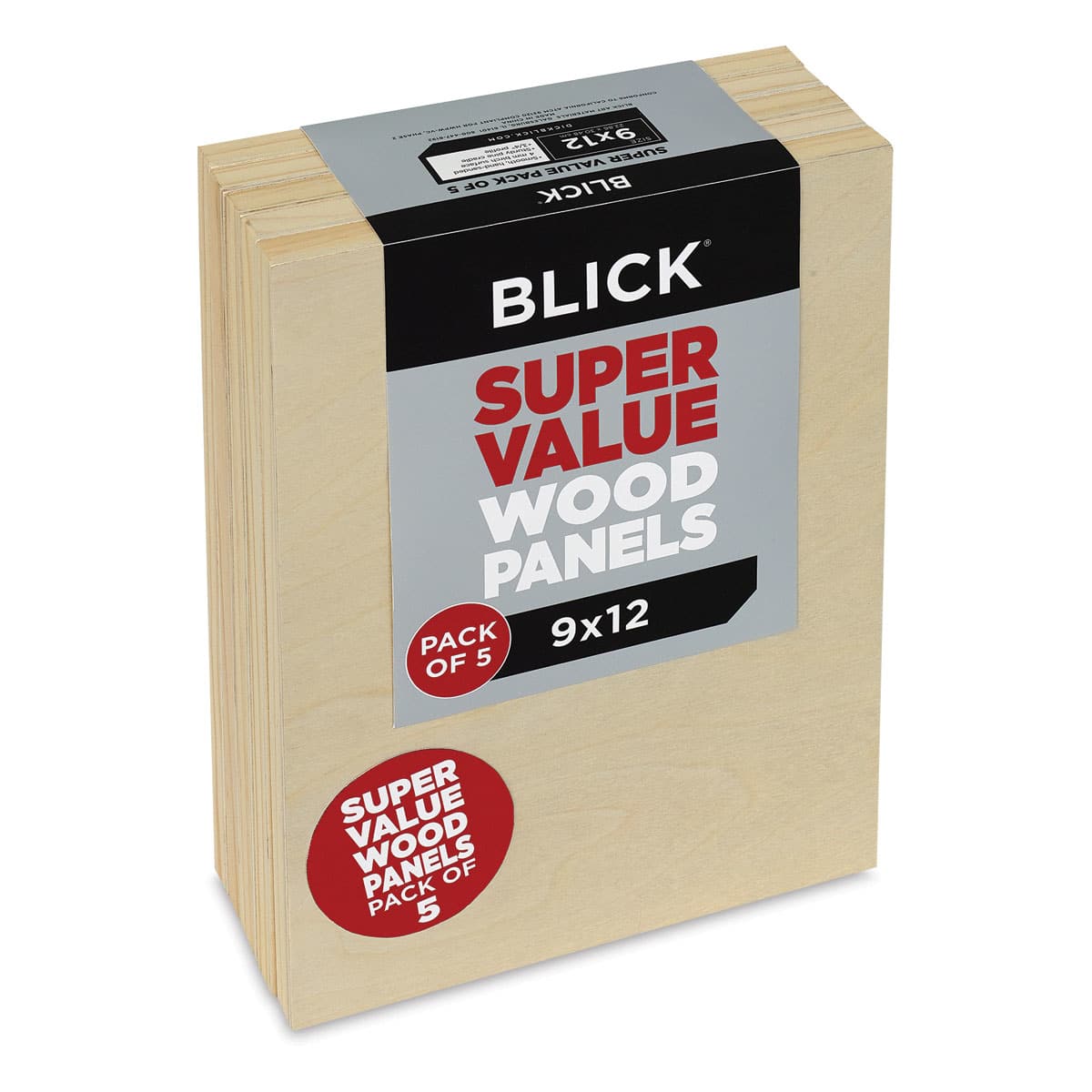 Blick Super Value Wood Panel Pack - 9'' x 12'', Pkg of 5 (Side view)