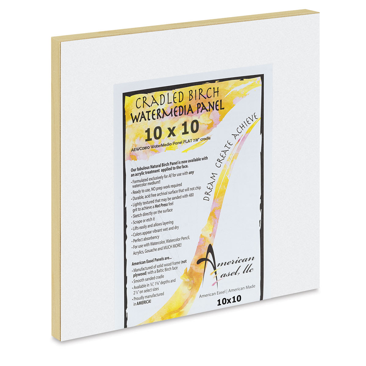 American Easel WaterMedia Panel - 10" x 10", Traditional Profile 7/8"