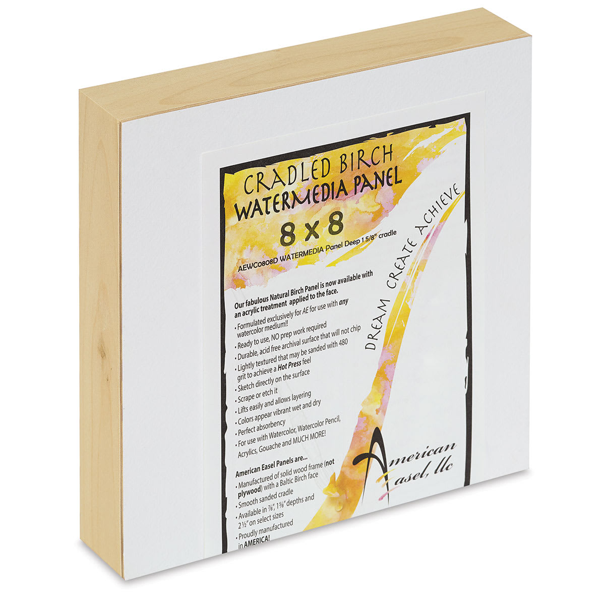 American Easel WaterMedia Panel - 8" x 8", Gallery Profile 1-5/8"