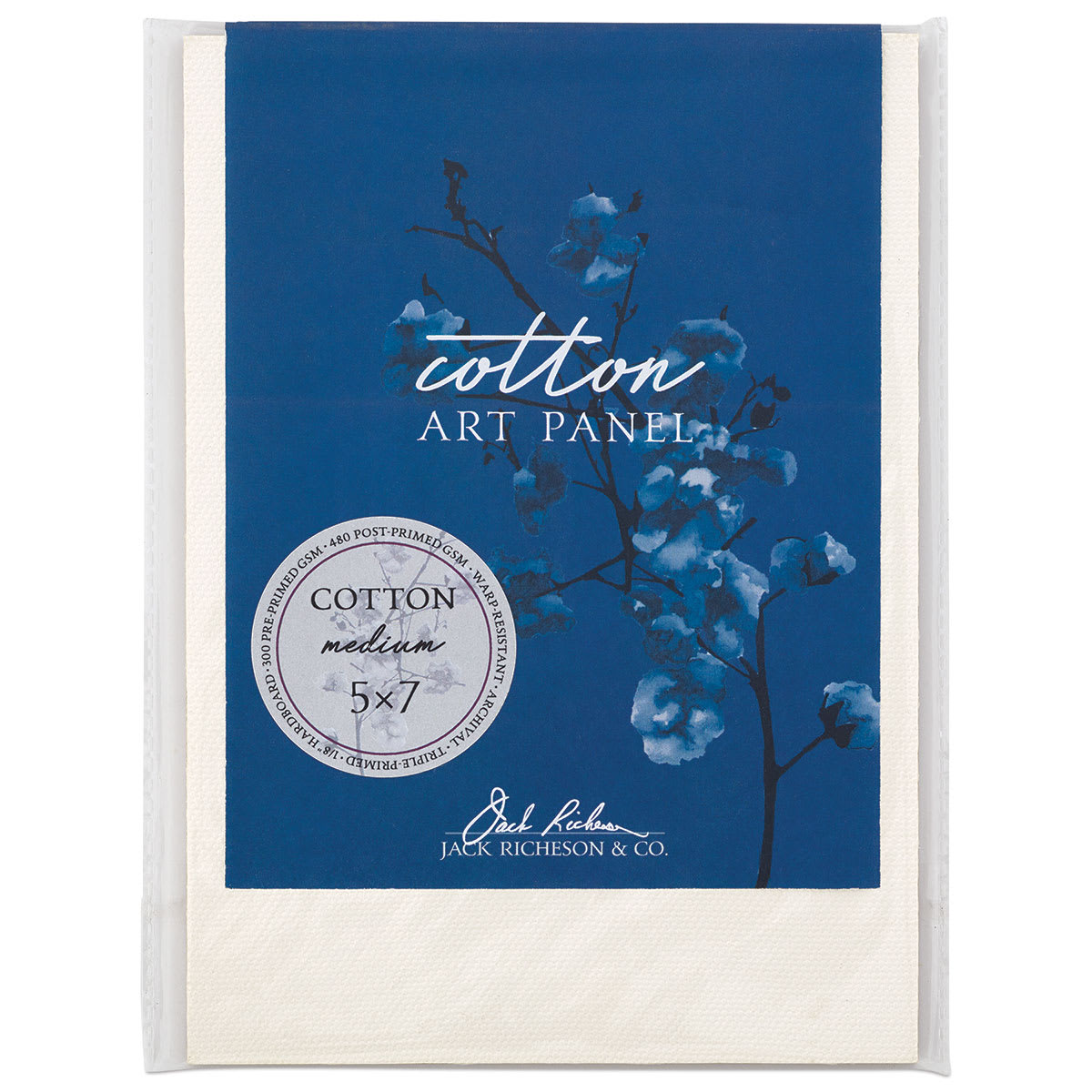 Richeson Cotton Art Panels - Front of 5" x 7" Medium Texture Panel with Label Richeson Cotton Art Panels - Front of 5" x 7" Medium Texture Panel with Label