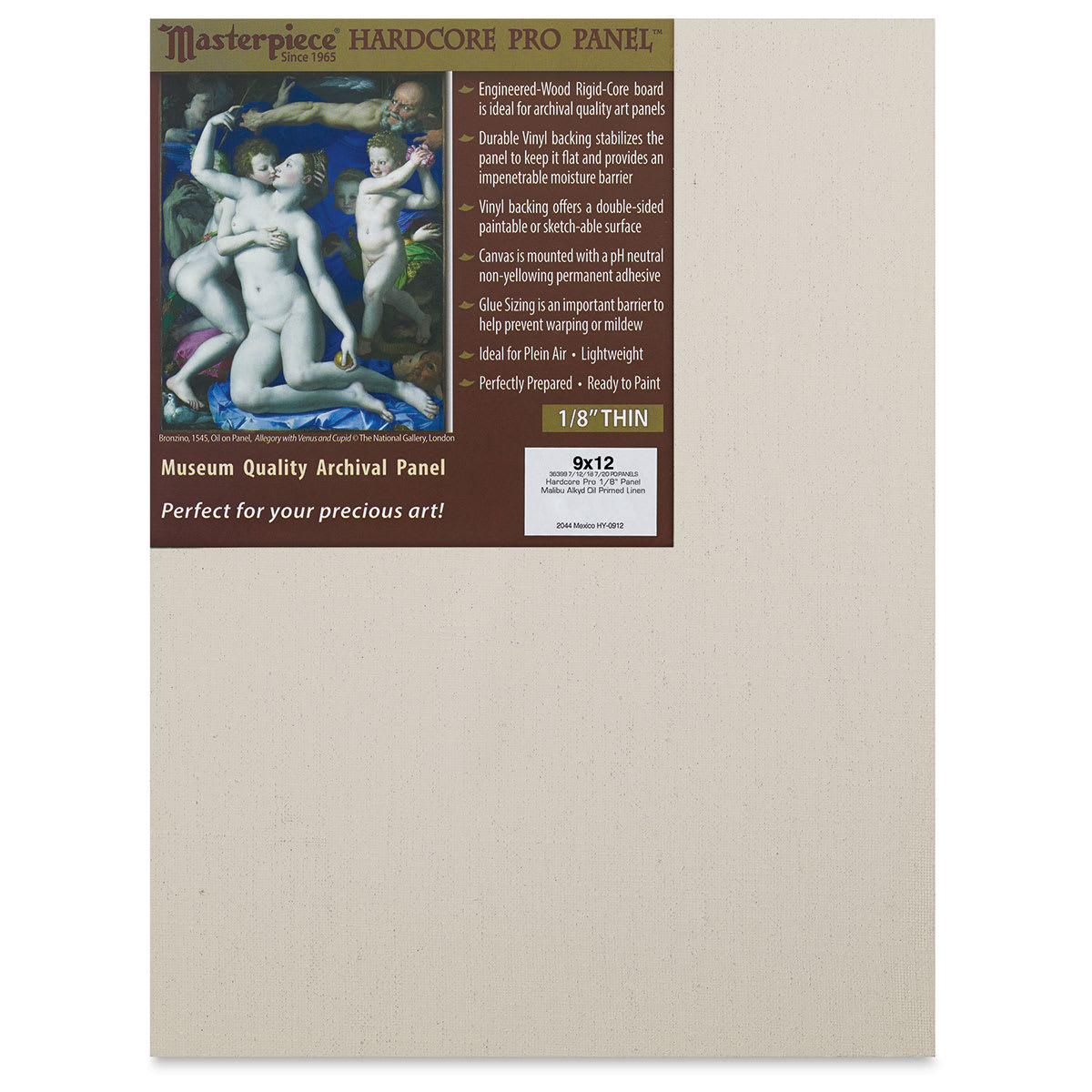 Masterpiece Malibu Hardcore Pro Linen Canvas Panels - Front view of Panel with label
