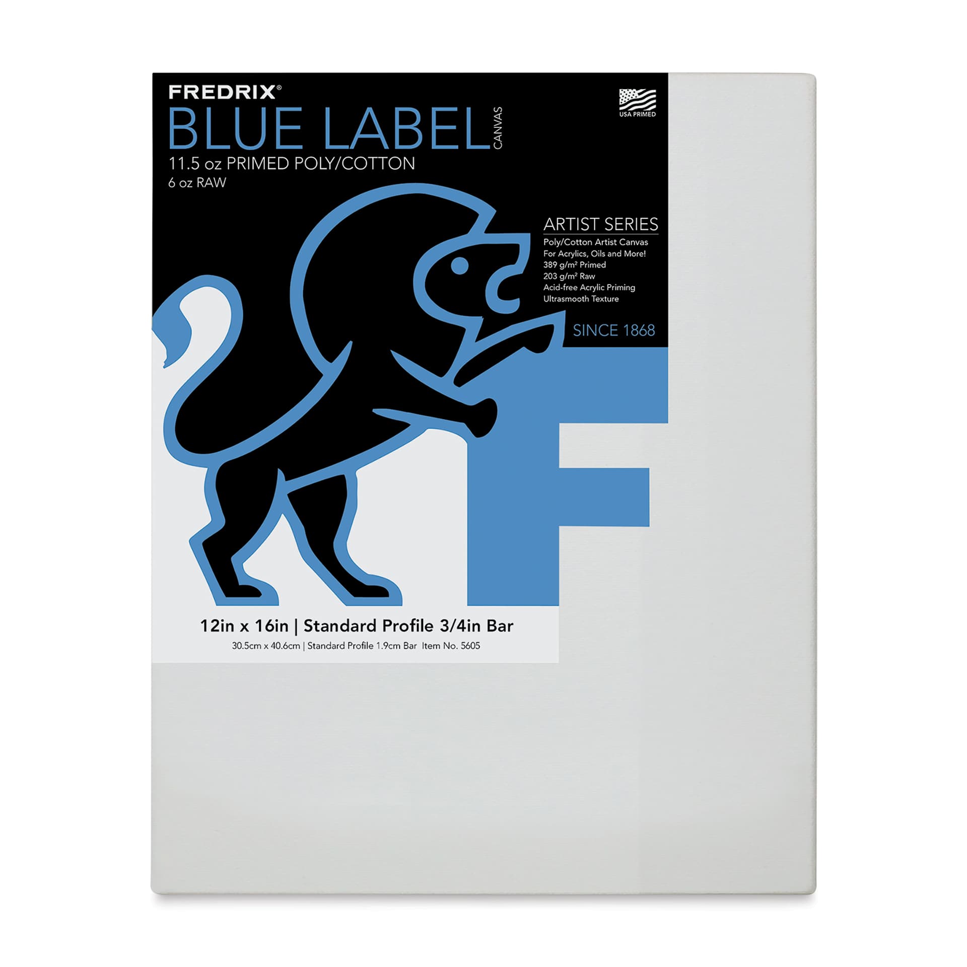 Fredrix Blue Label Cotton Canvas - 12" x 16", 3/4" Profile