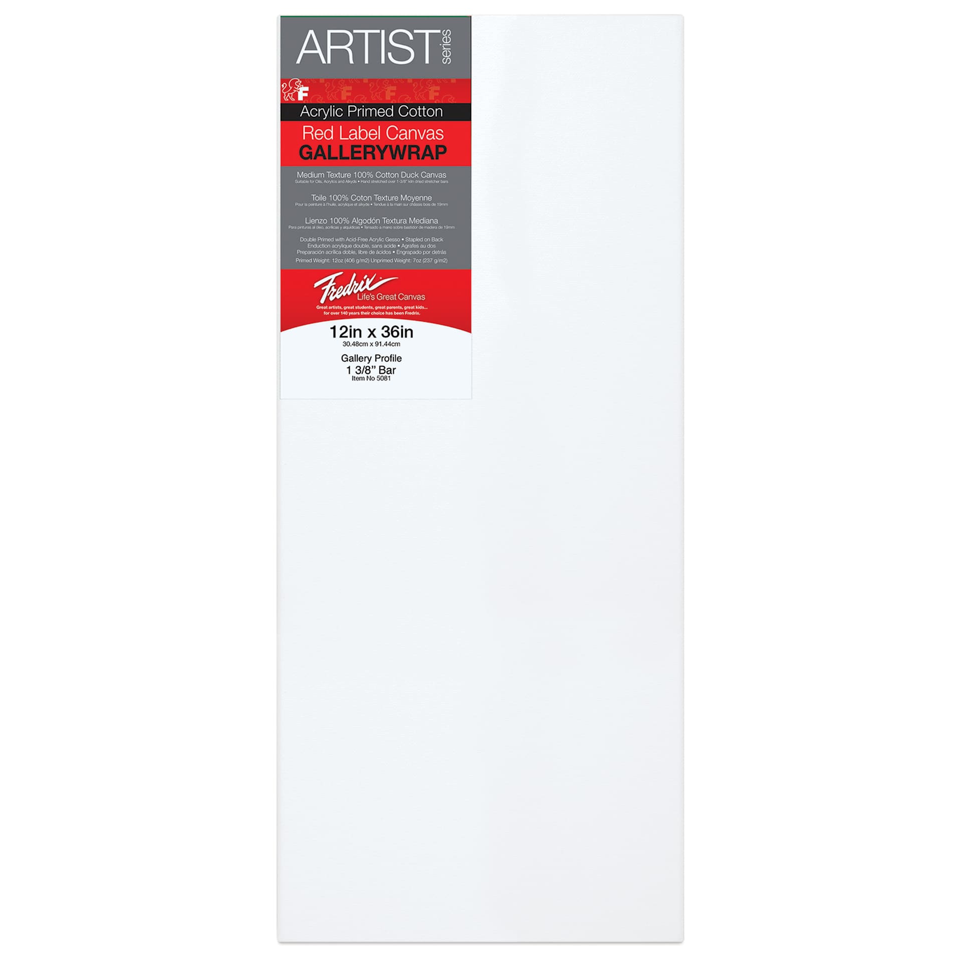 Fredrix Profile Cotton Canvas - 12" x 36", Gallerywrap