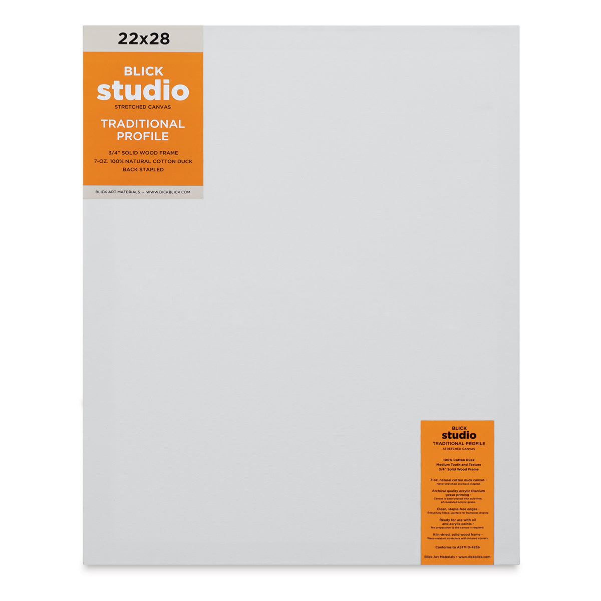 Blick Studio Stretched Cotton Canvas - Traditional Profile, 22" x 28" (front)