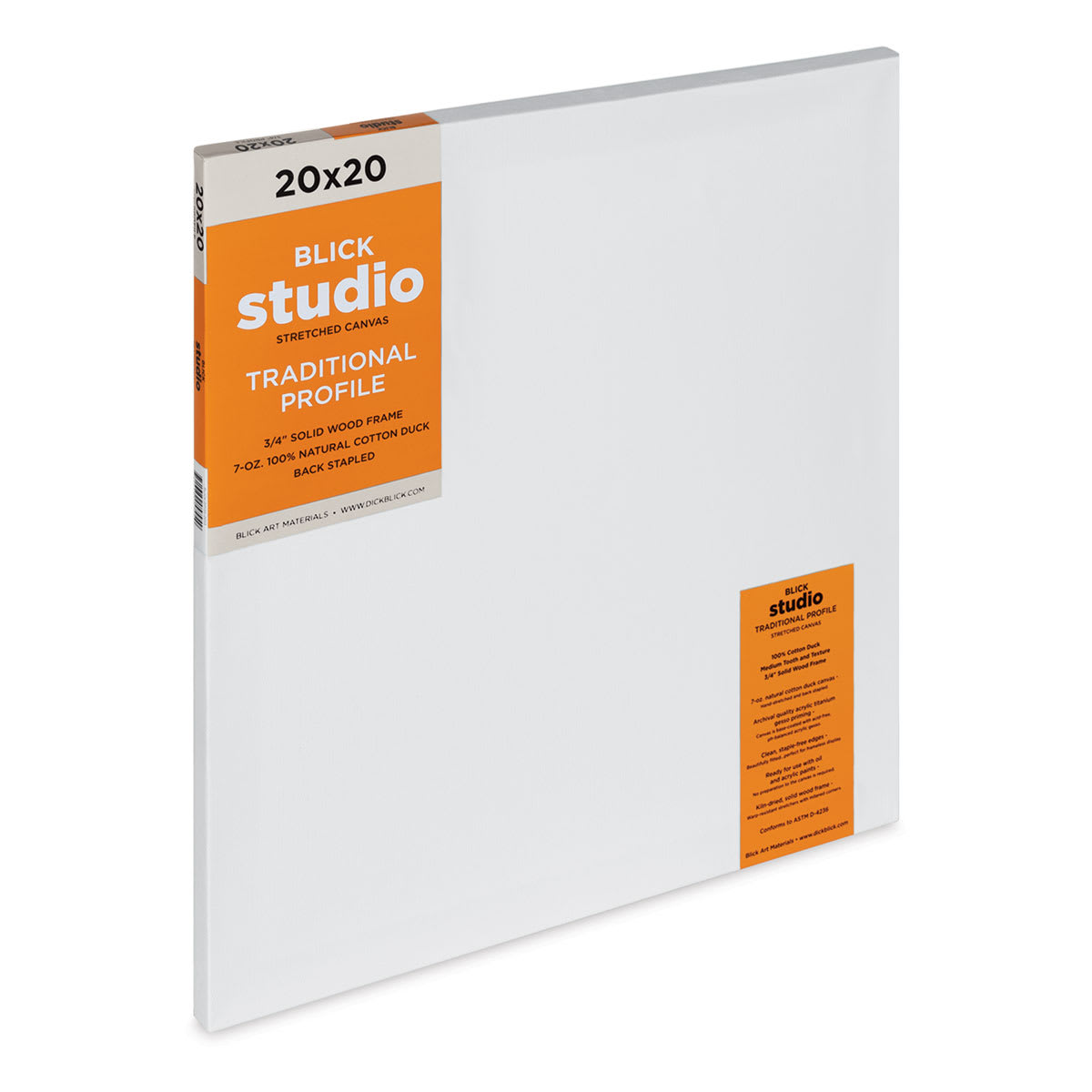 Blick Studio Stretched Cotton Canvas - Traditional Profile, 20" x 20" (side view)