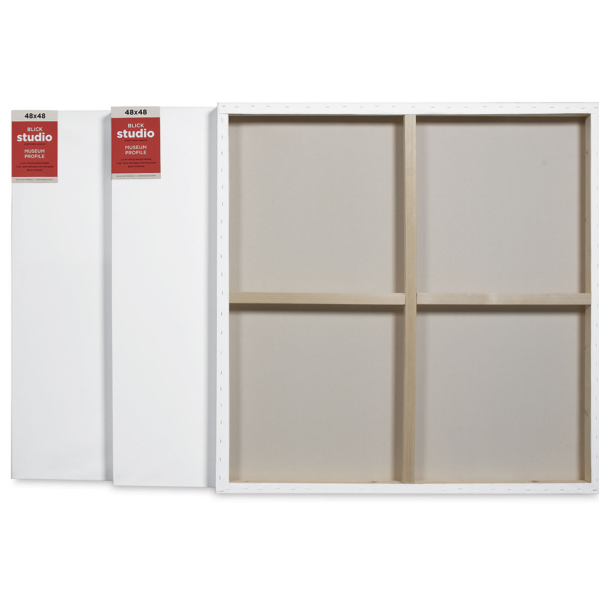 Blick Studio Stretched Cotton Canvas - Museum Profile, 48" x 48", Pkg of 3 (two fronts, one back)
