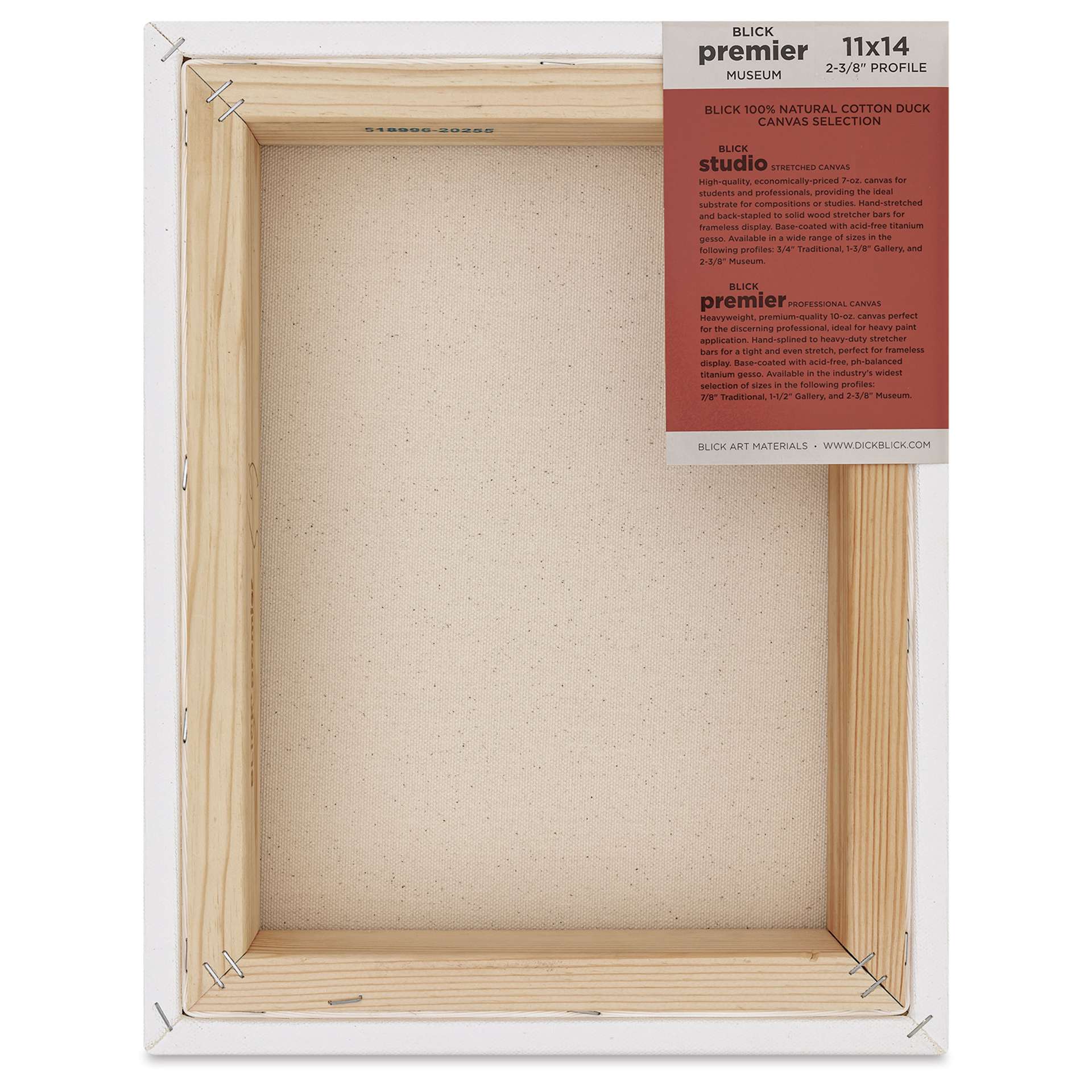 Blick Premier Stretched Cotton Canvas - Museum Profile, Splined, 11" x 14", back Blick Premier Stretched Cotton Canvas - Museum Profile, Splined, 11" x 14", back