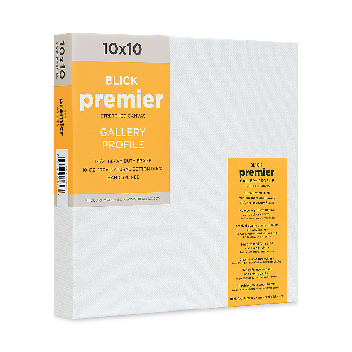 Blick Premier Stretched Cotton Canvas - Gallery Profile, Splined, 10" x 10" (side view)