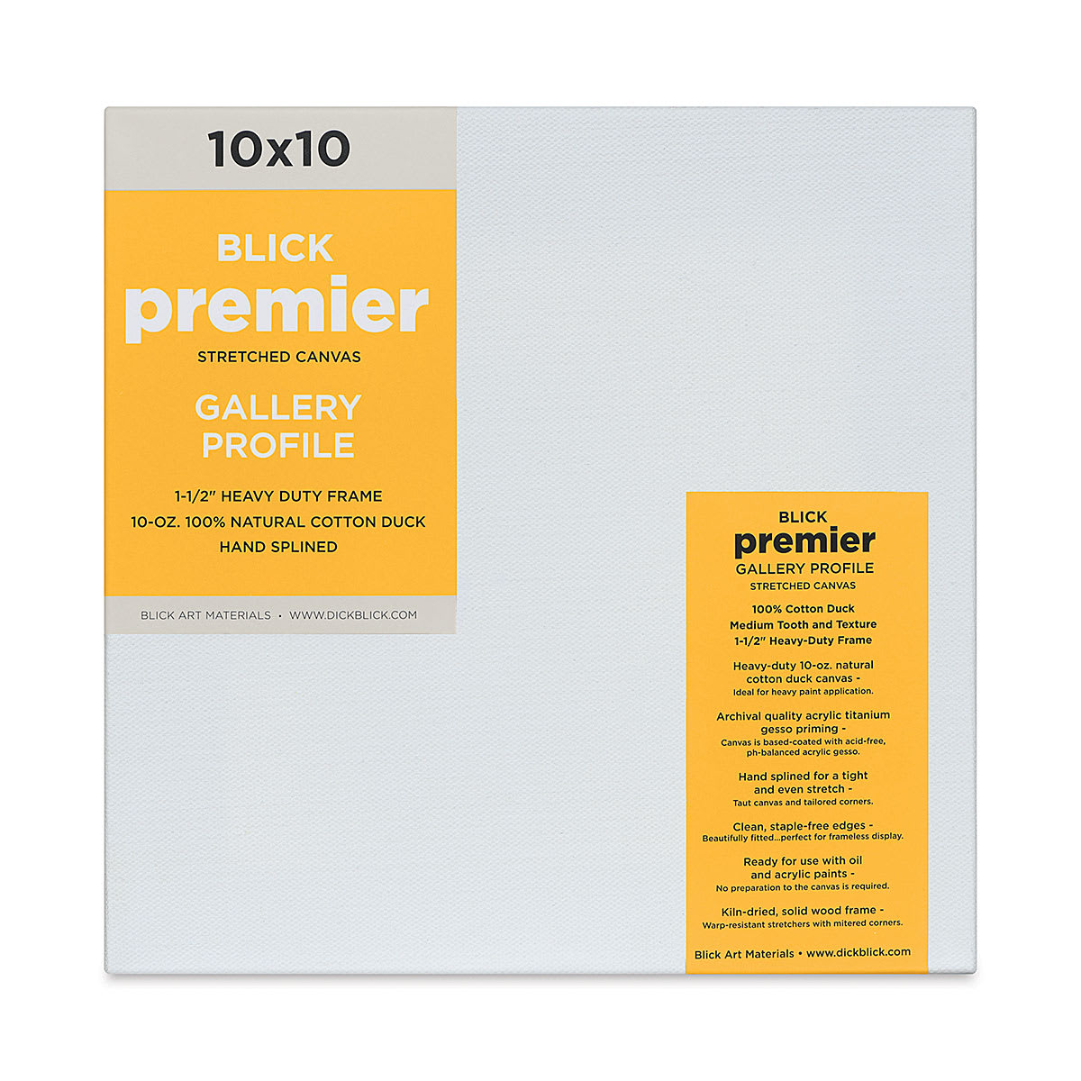 Blick Premier Stretched Cotton Canvas - Gallery Profile, Splined, 10" x 10" (front)