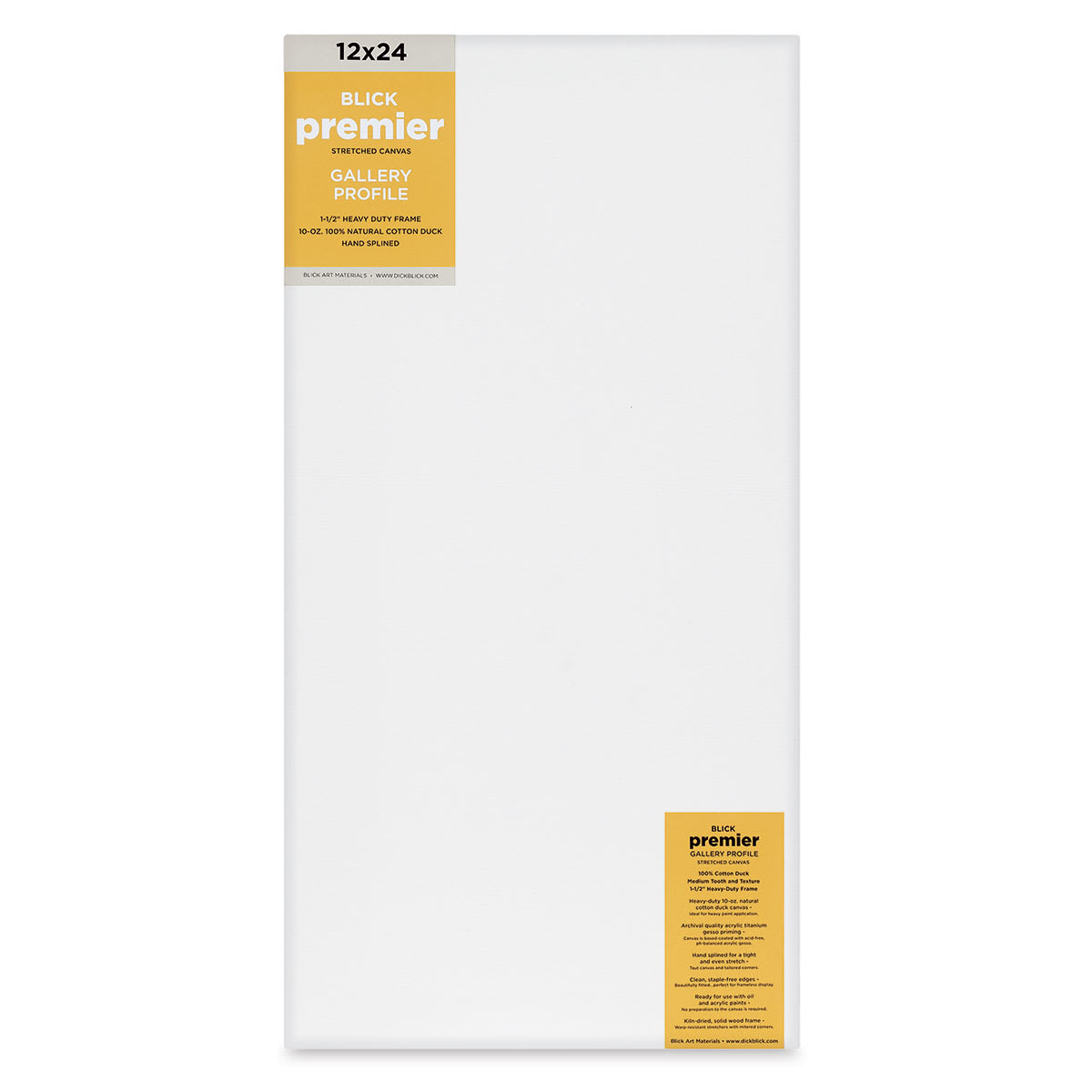 Blick Premier Stretched Cotton Canvas - Gallery Profile, Splined, 12" x 24" (front)