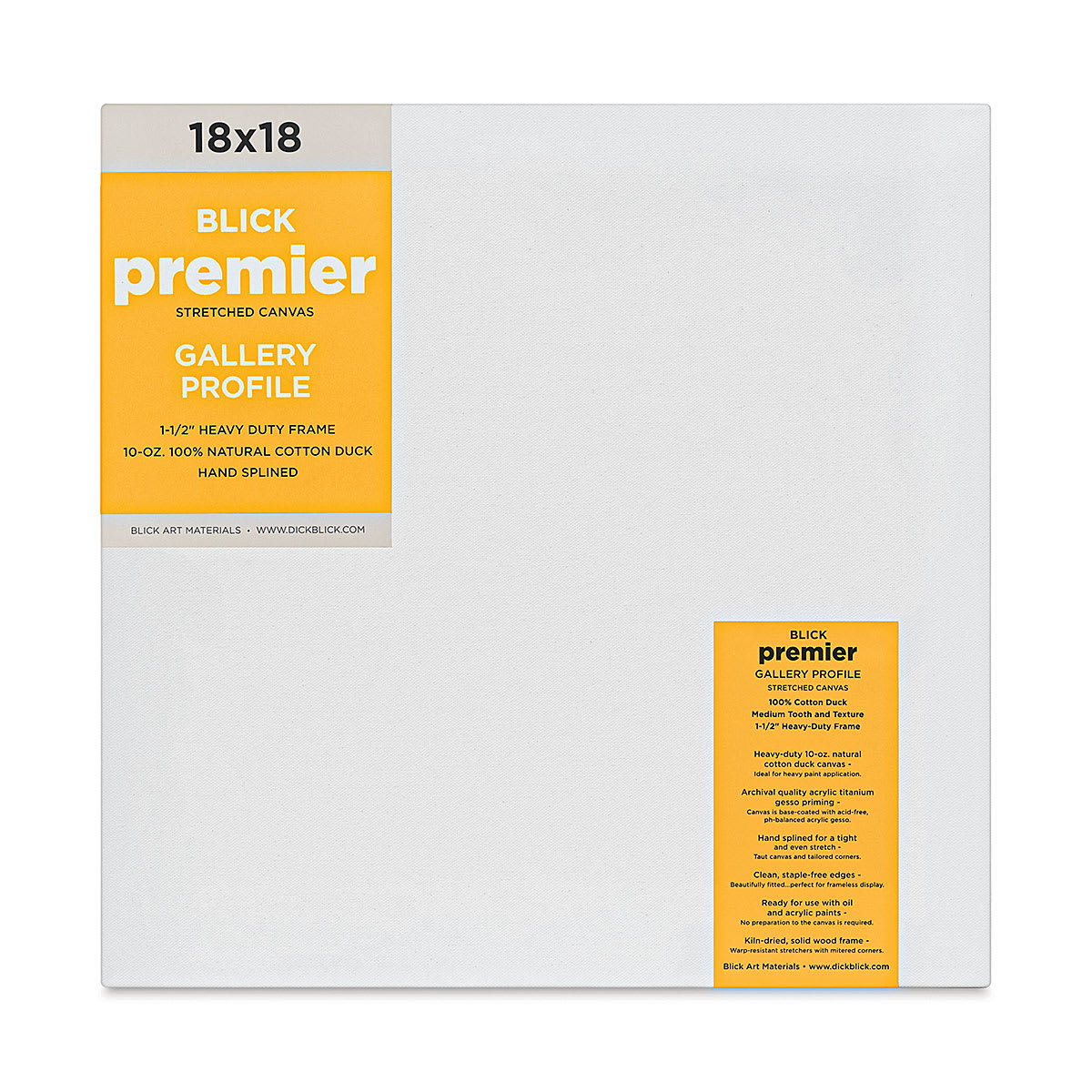 Blick Premier Stretched Cotton Canvas - Gallery Profile, Splined, 18" x  18" (front)