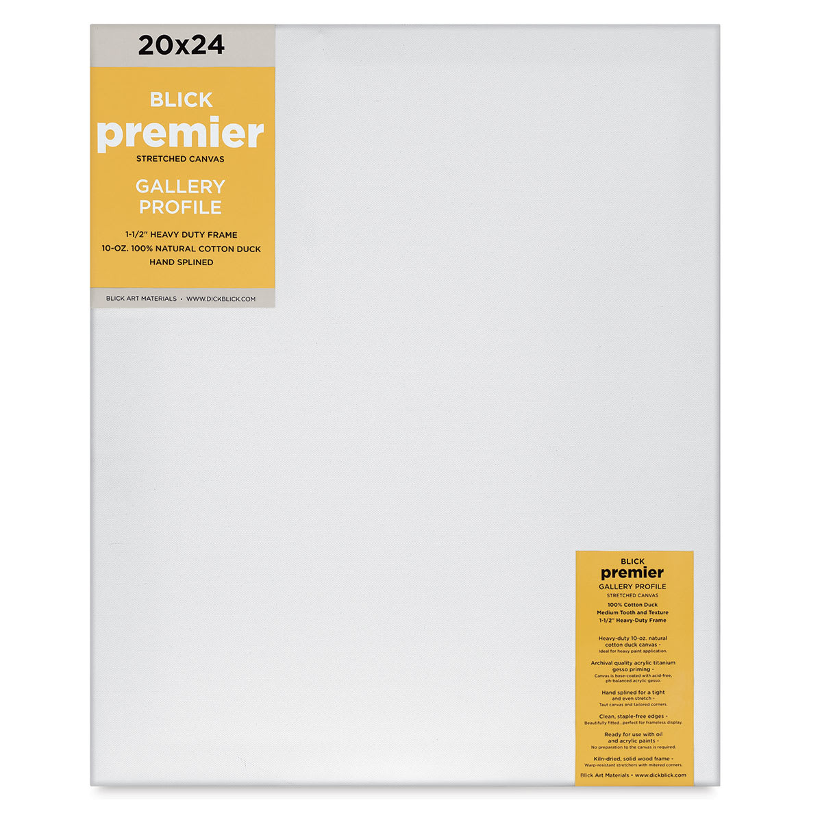 Blick Premier Stretched Cotton Canvas - Gallery Profile, Splined, 20" x 24" (front)