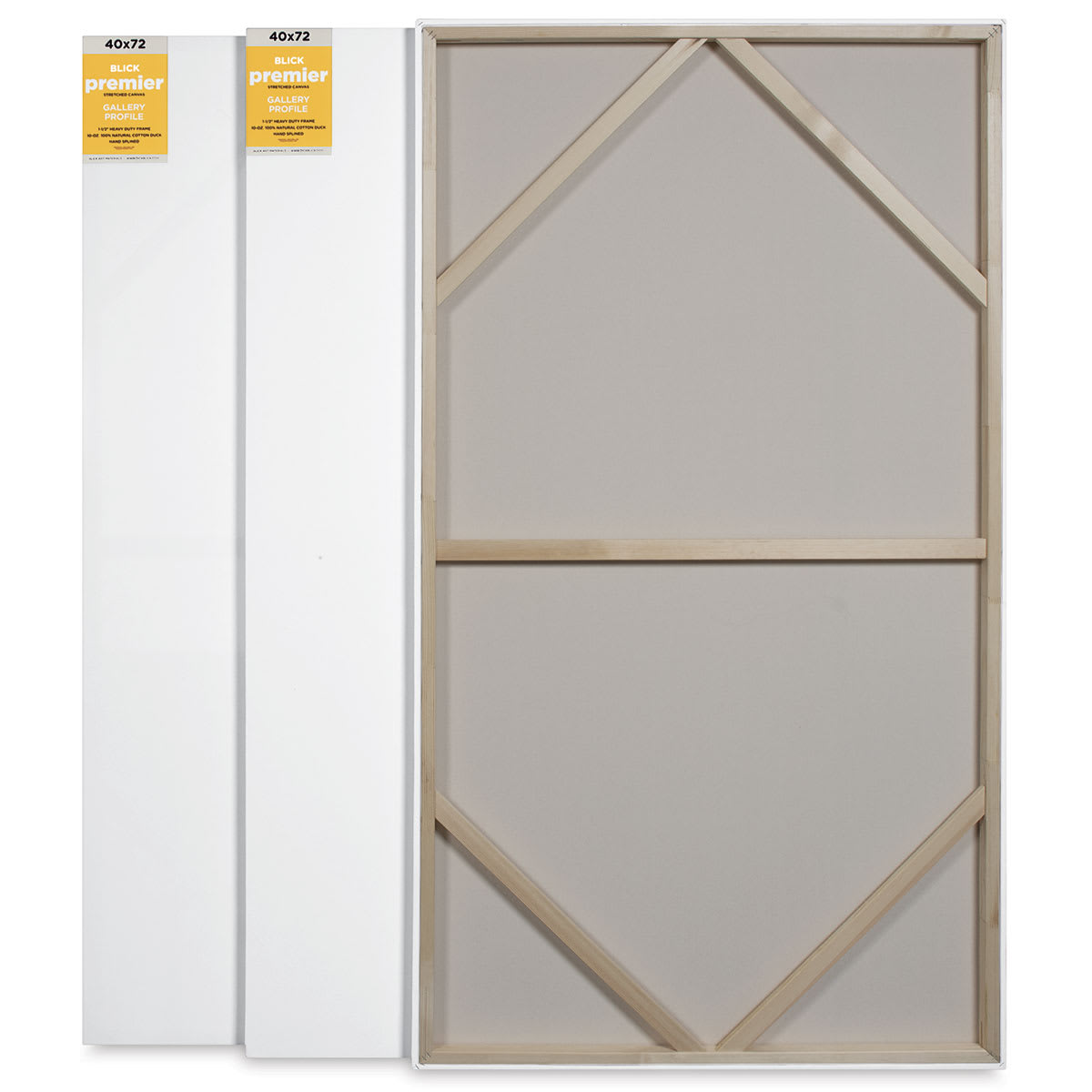 Blick Premier Stretched Cotton Canvas - Gallery Profile, Splined, 40" x 72", Pkg of 3 (two fronts, one back)