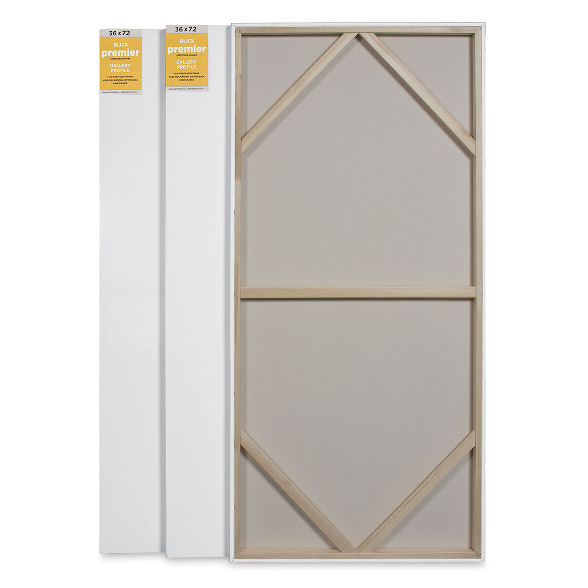 Blick Premier Stretched Cotton Canvas - Gallery Profile, Splined, 36" x 72", Pkg of 3 (two fronts and one back)