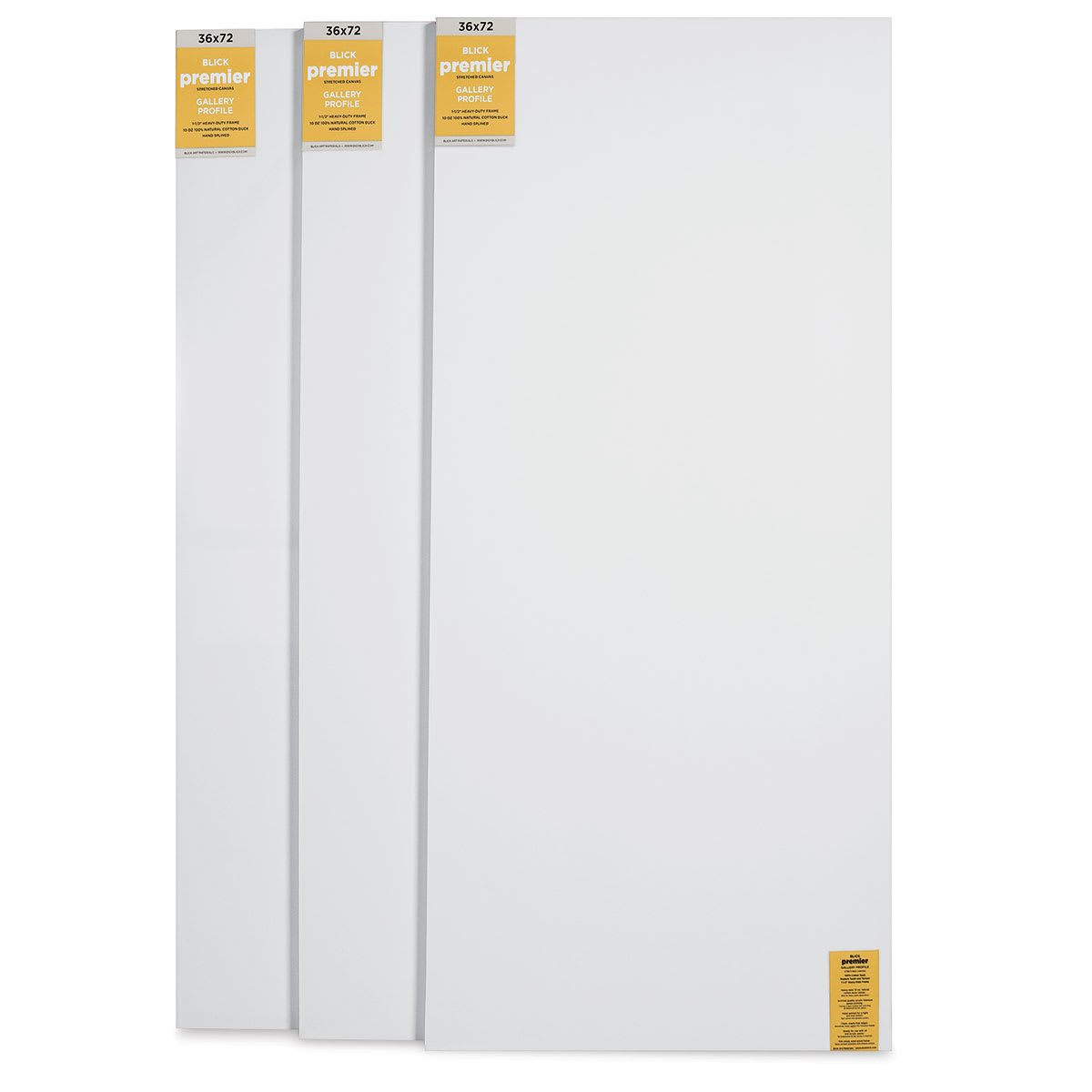 Blick Premier Stretched Cotton Canvas - Gallery Profile, Splined, 36" x 72", Pkg of 3 (fronts)