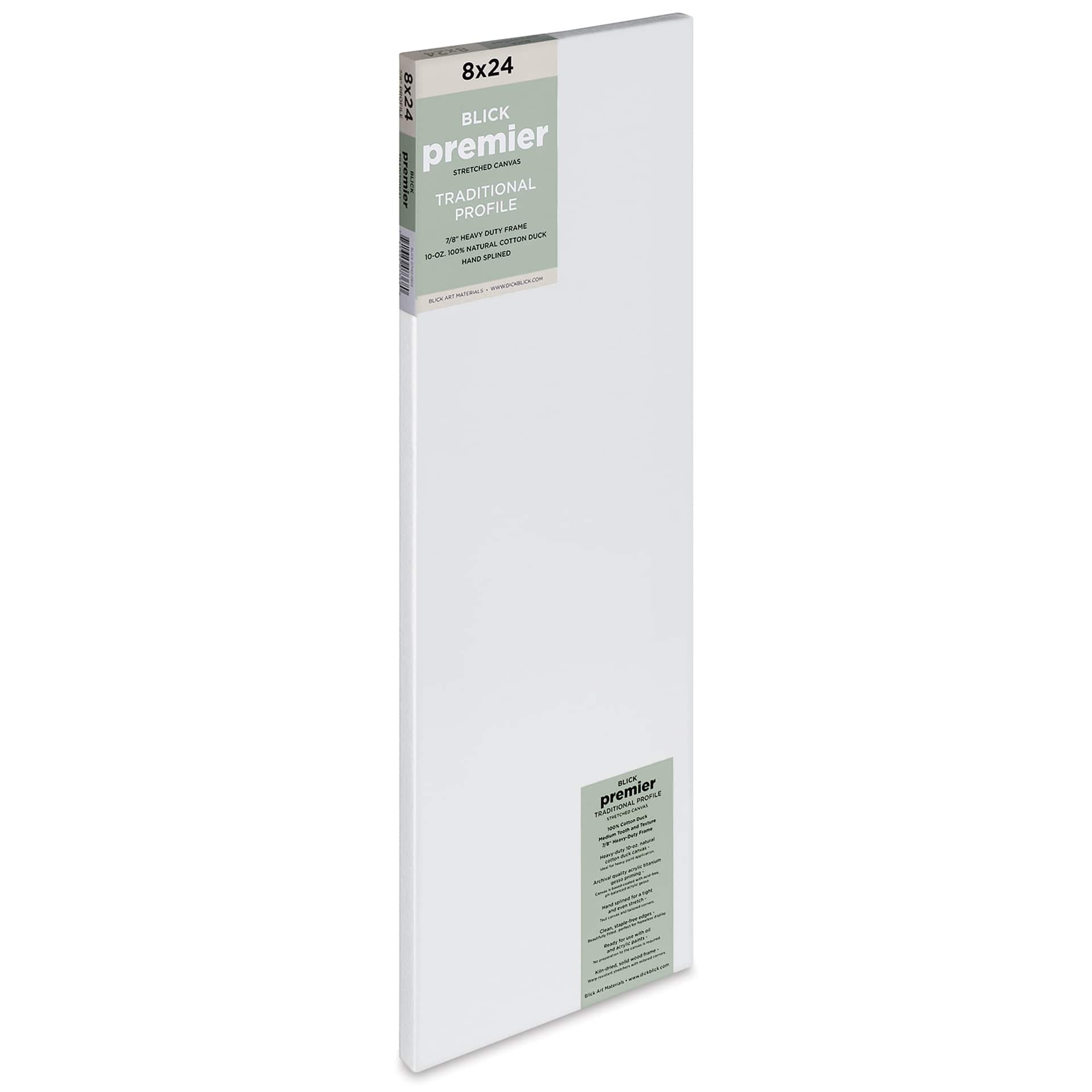 Blick Premier Stretched Cotton Canvas - Traditional Profile, Splined, 8" x 24"
