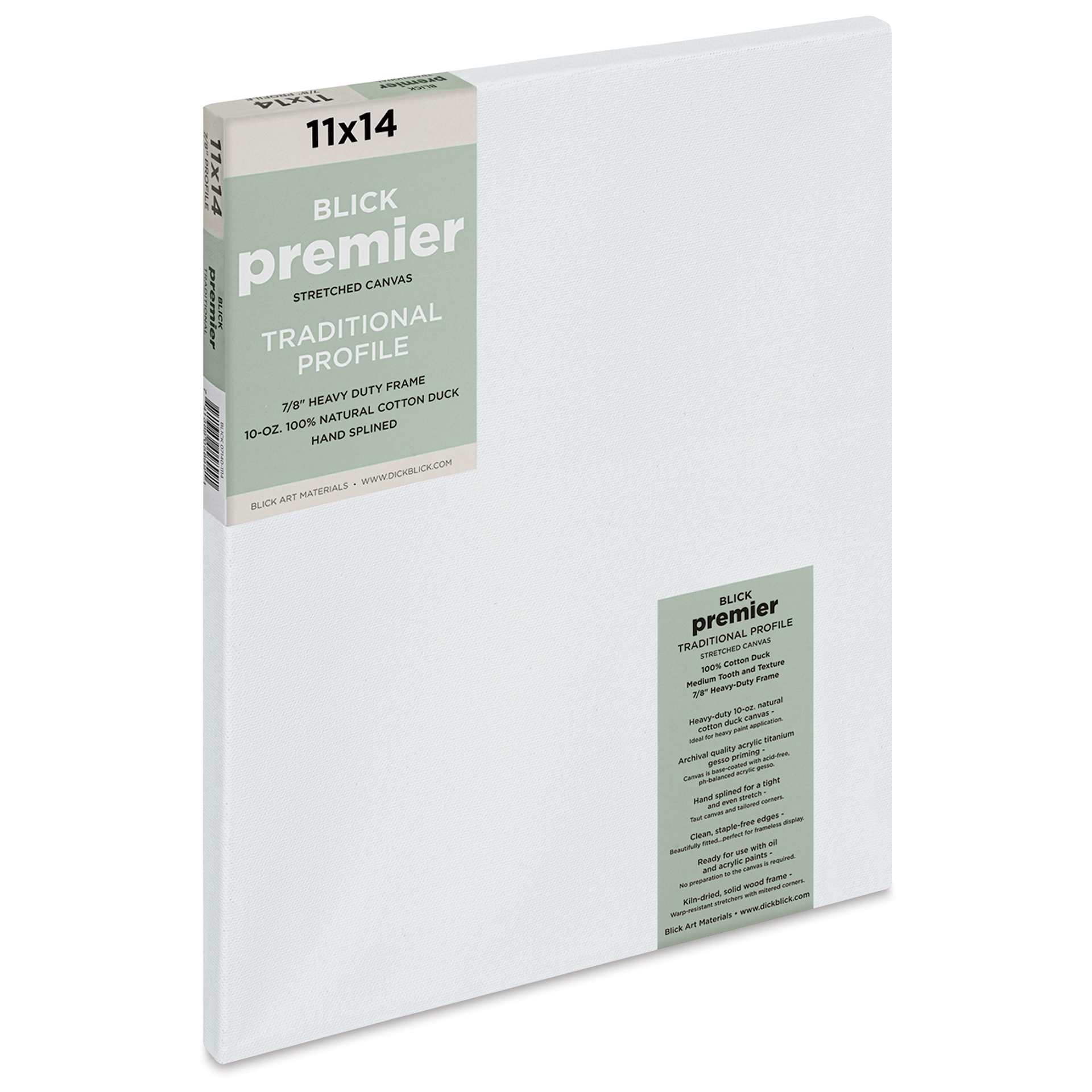 Blick Premier Stretched Cotton Canvas - Traditional Profile, Splined, 11" x 14"
