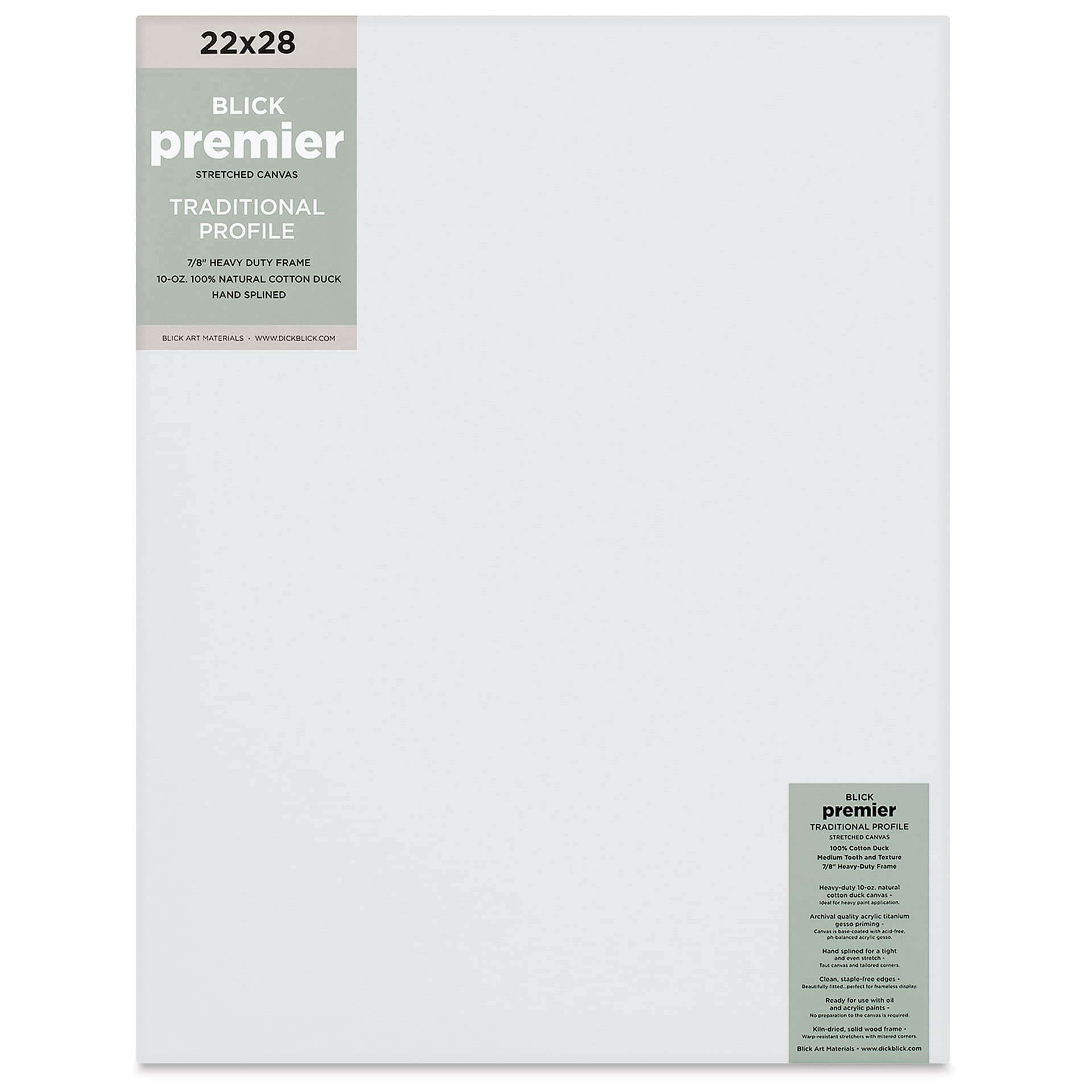 Blick Premier Stretched Cotton Canvas - Traditional Profile, Splined, 22" x 28", front