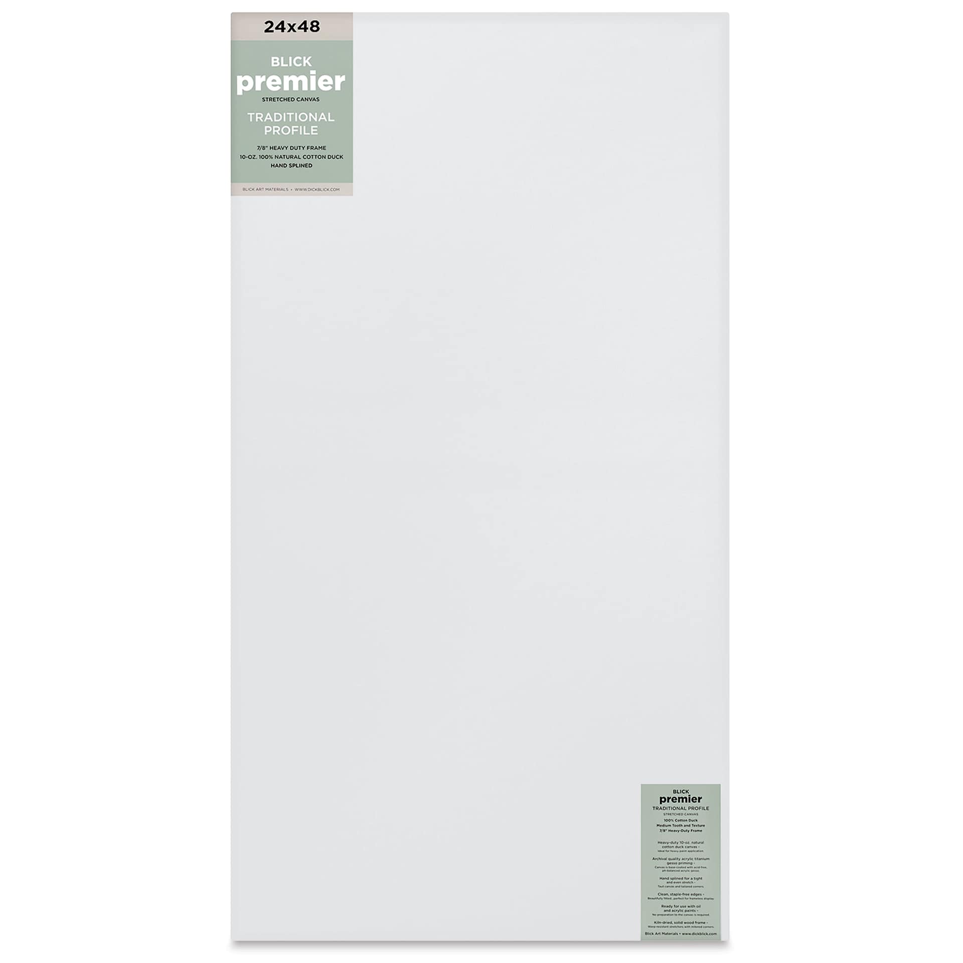 Blick Premier Stretched Cotton Canvas - Traditional Profile, Splined, 24" x 48", front