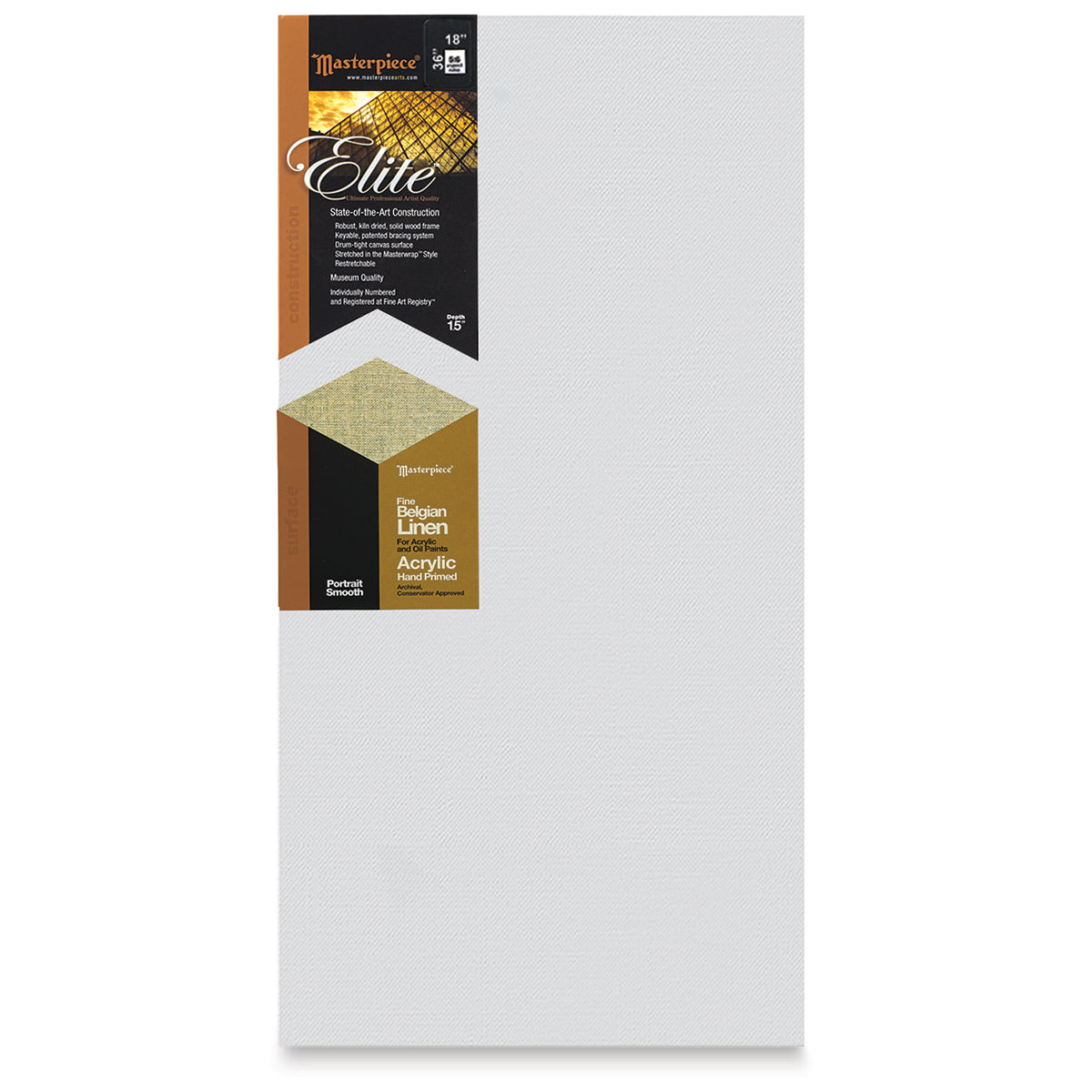 Masterpiece Elite Portrait Smooth Canvas - 18" x 36", Acrylic Primed front