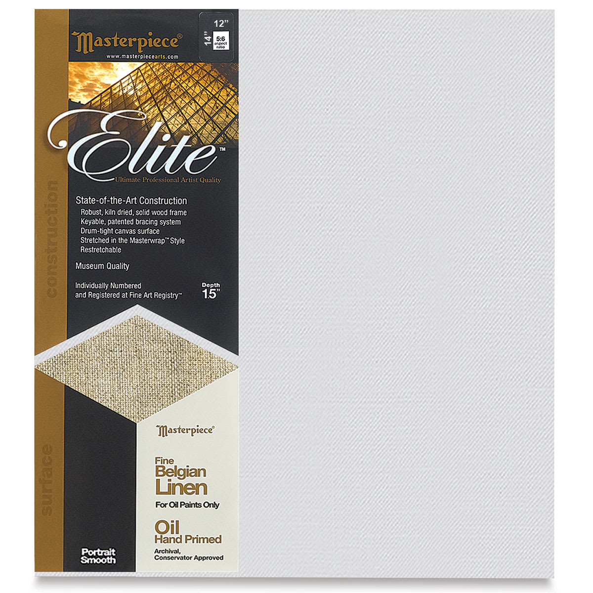 Masterpiece Elite Portrait Smooth Canvas - 12" x 14", Oil Primed