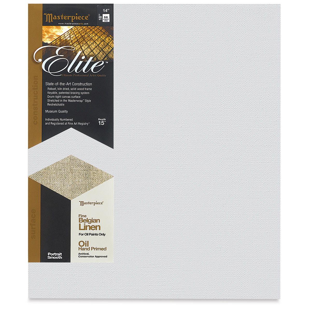 Masterpiece Elite Portrait Smooth Canvas - 14" x 18", Oil Primed