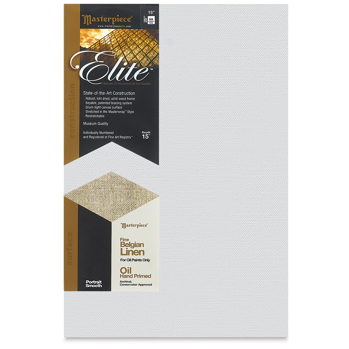Masterpiece Elite Portrait Smooth Canvas - 15" x 20", Oil Primed