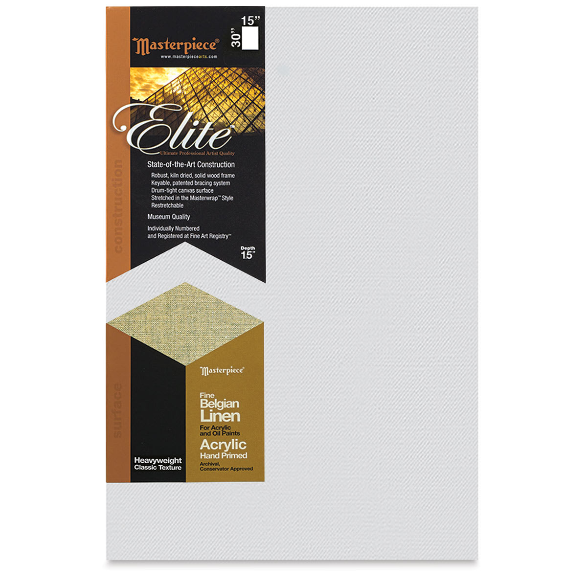 Masterpiece Elite Heavyweight Canvas - 15" x 30", Acrylic Primed