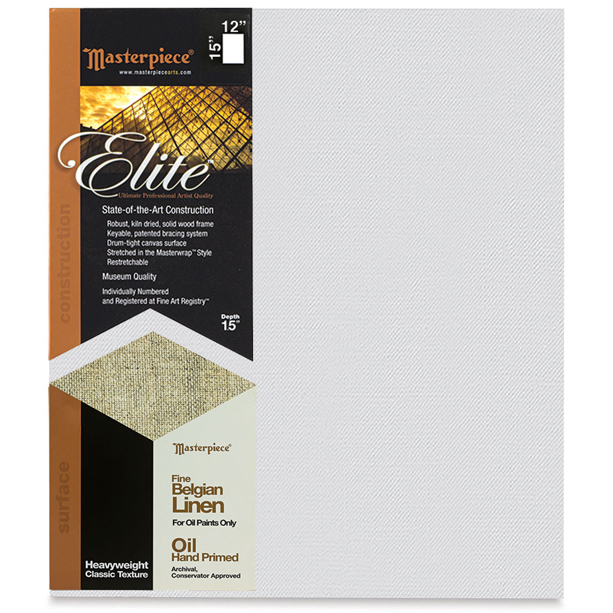 Masterpiece Elite Heavyweight Canvas - 12" x 15", Oil Primed