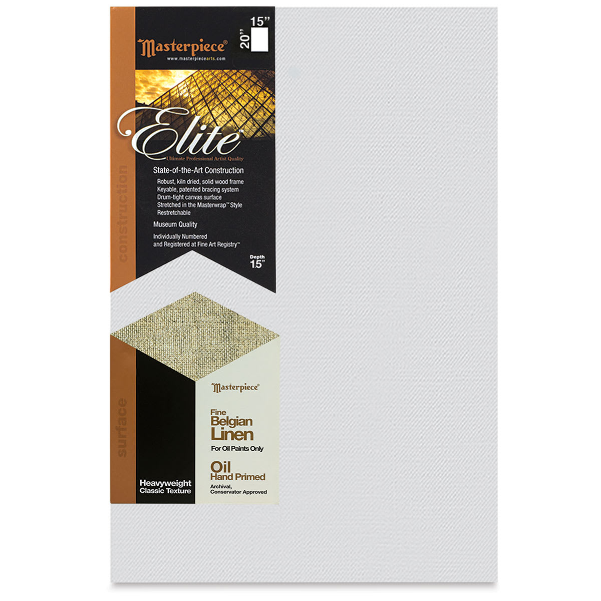 Masterpiece Elite Heavyweight Canvas - 15" x 20", Oil Primed